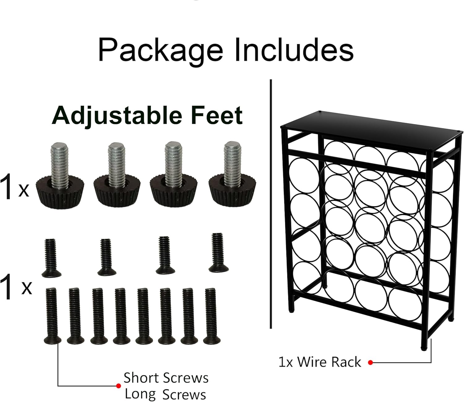 16 Bottles Waved Floor Wine Organizer Black