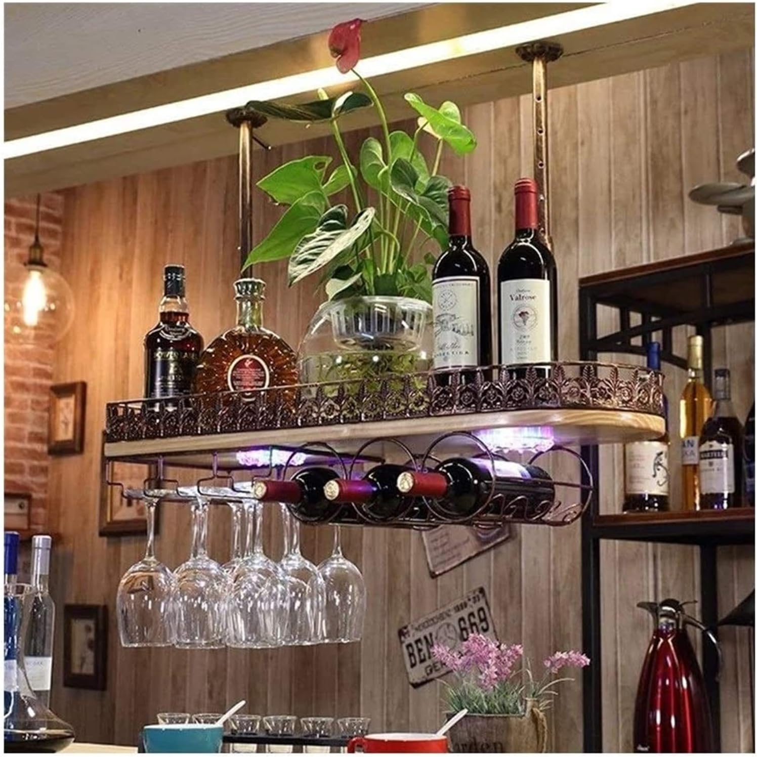 Adjustable Height Wine Glass Rack Black Bronze Finish