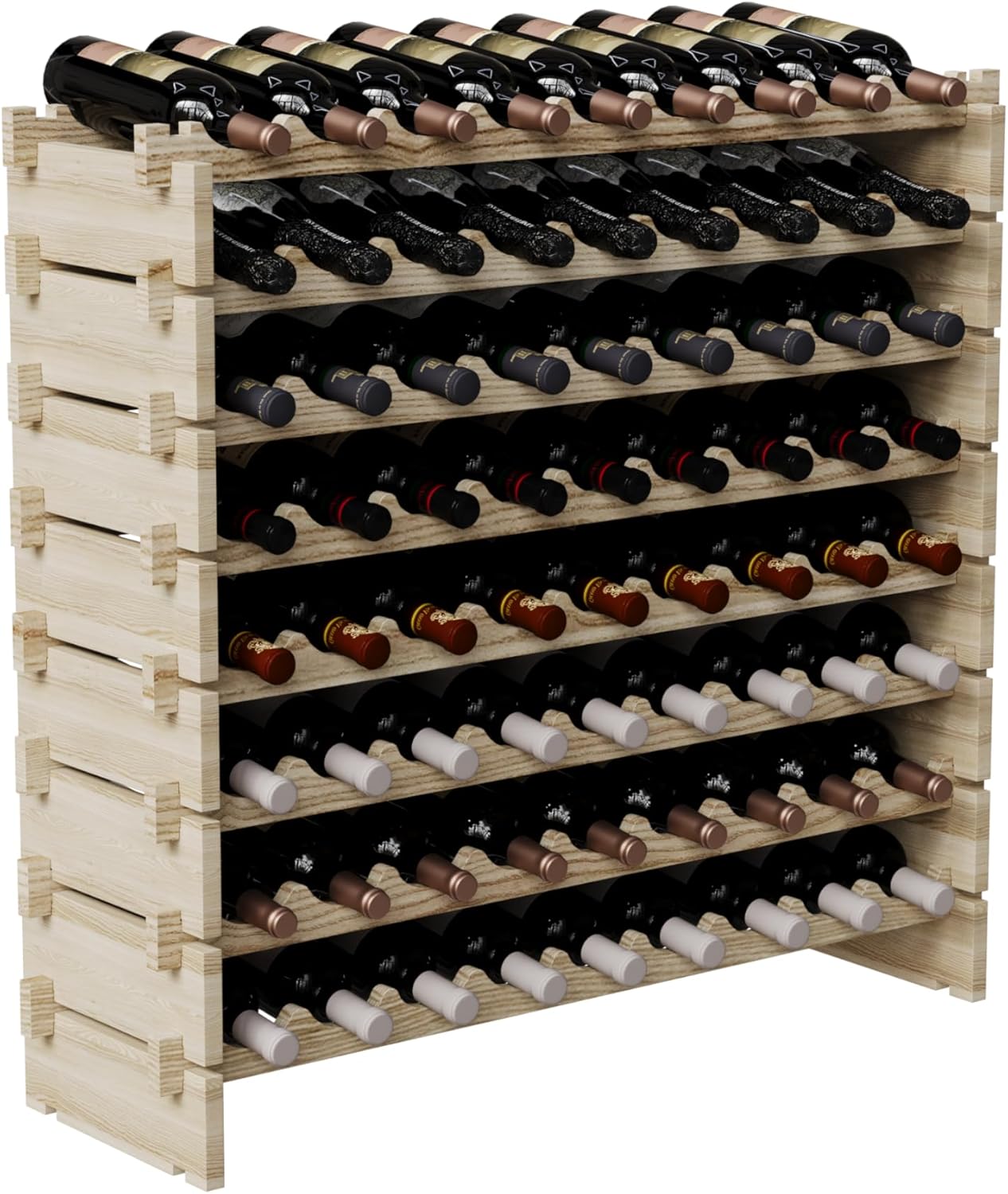 Svimi 8 Tier Real Wood Wine Rack for 72 Bottles