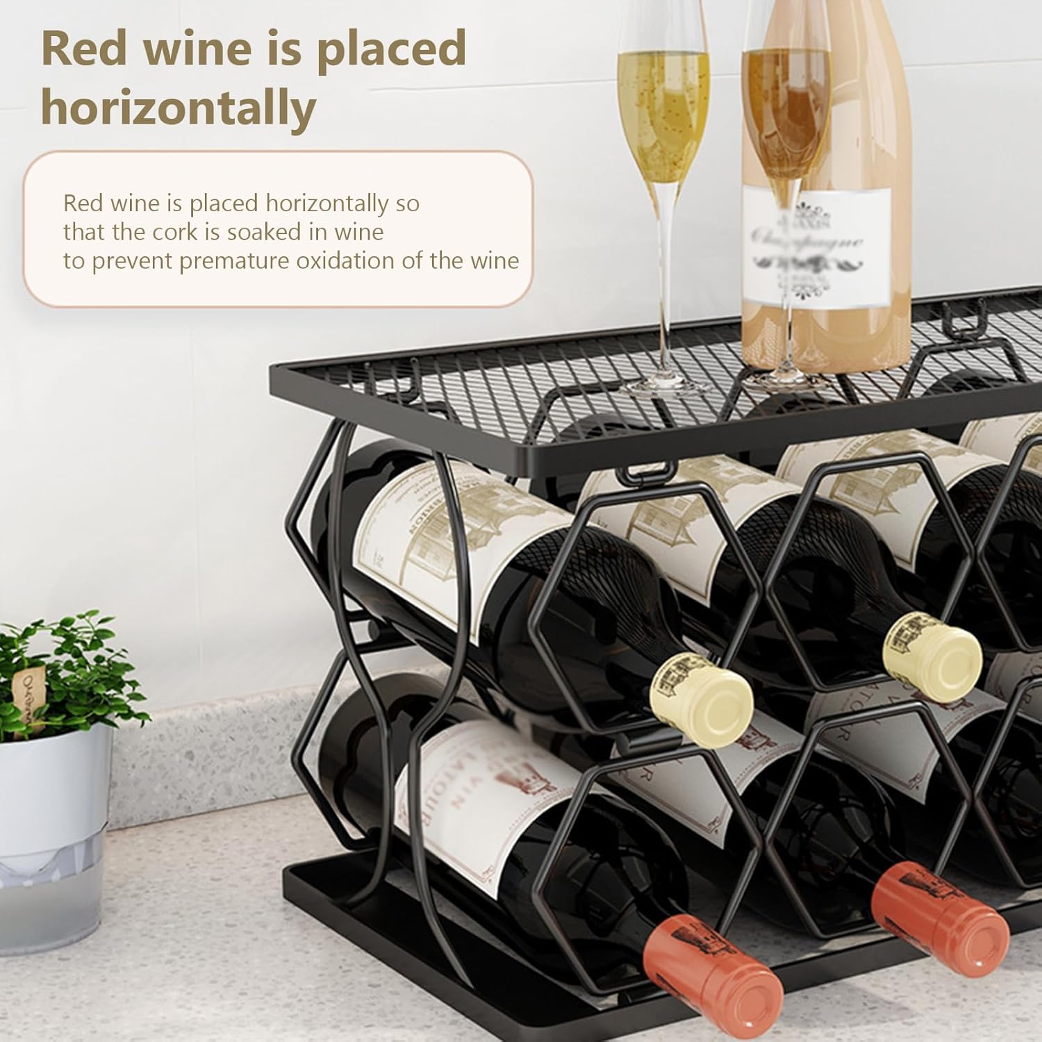 Modern Foldable Wine Rack for 6 Bottles