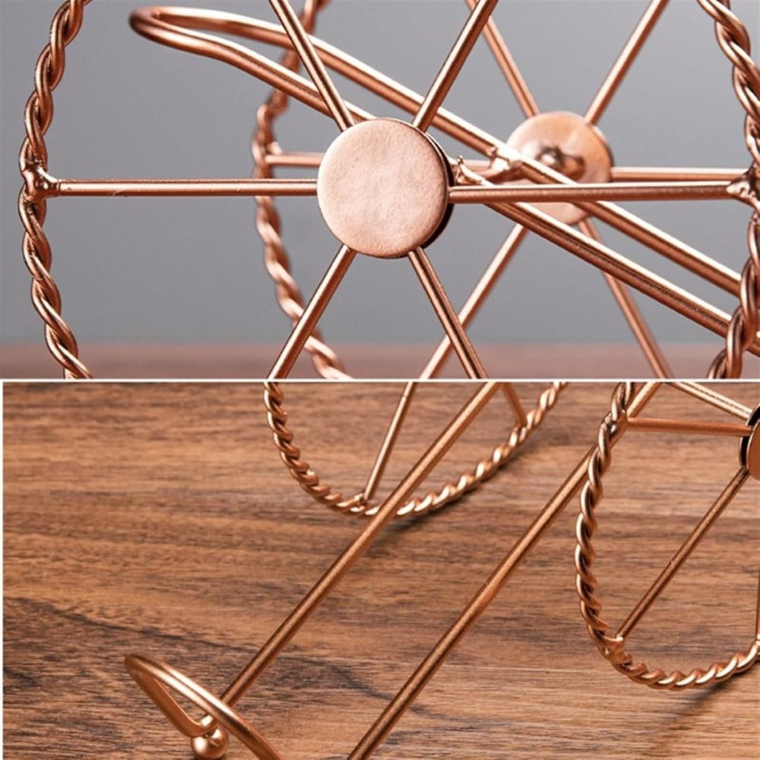 Retro Bronze Wine Rack with Iron Wheels Design