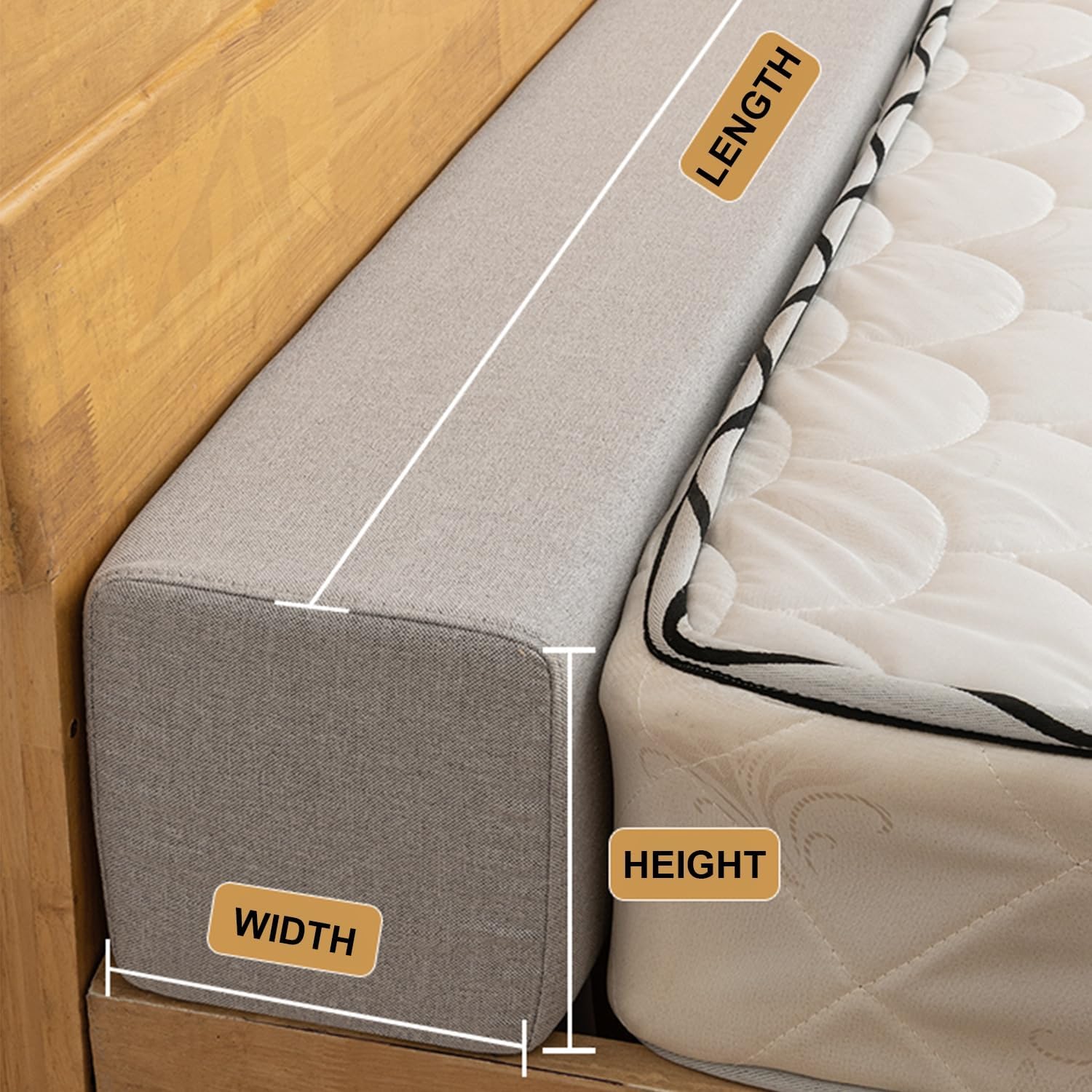 ZZYK Thicken Widen Bedside Gap Filler Pillow - Beige Queen Size