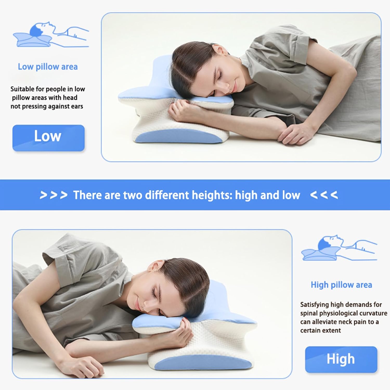 HEYPORK Ergonomic Cervical Neck Pillow with Cooling Memory Foam