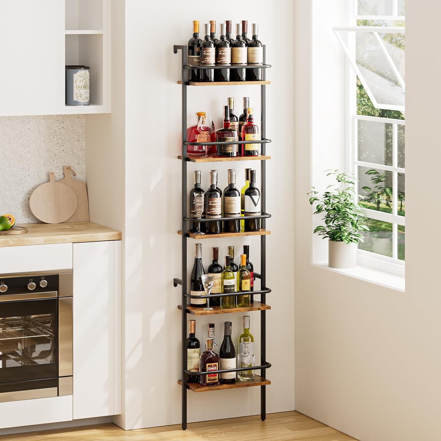 Heakrit 5-Tier Wall-Mounted Wine Rack with Fences