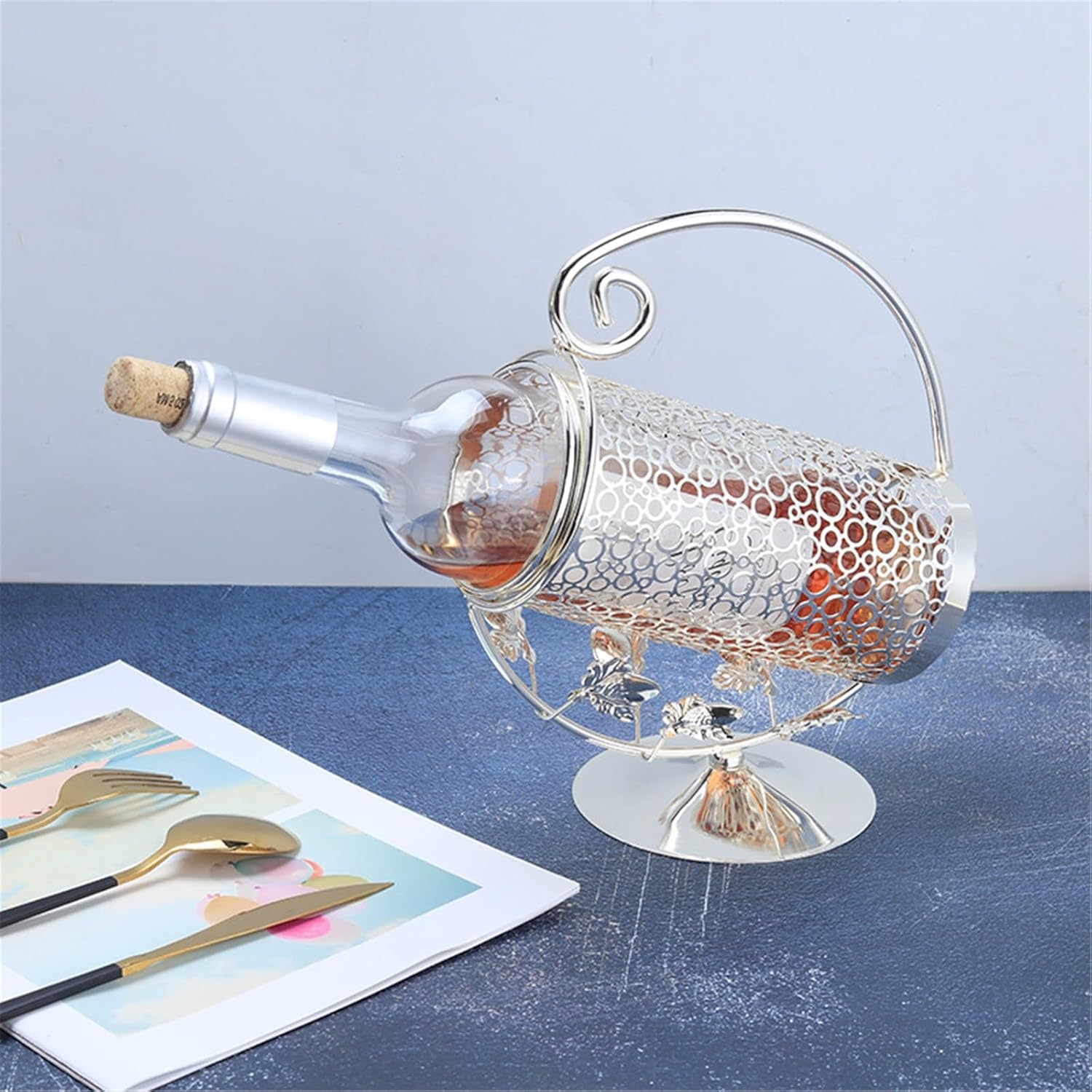 UYVEIS Gold Metal Wine Rack for Cabinet Storage