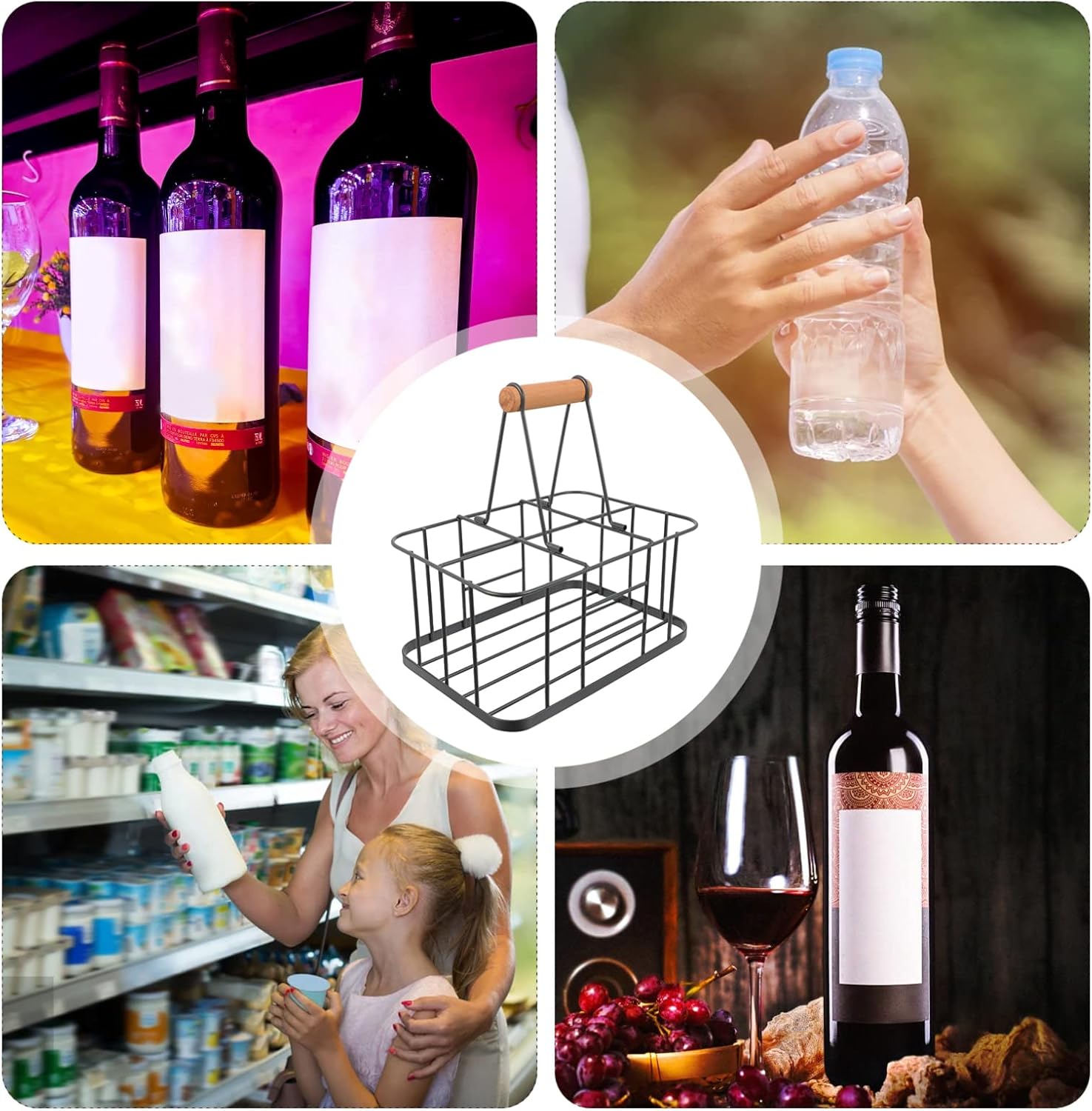 Zerodeko 6-Bottle Wine Holder with Stable Base