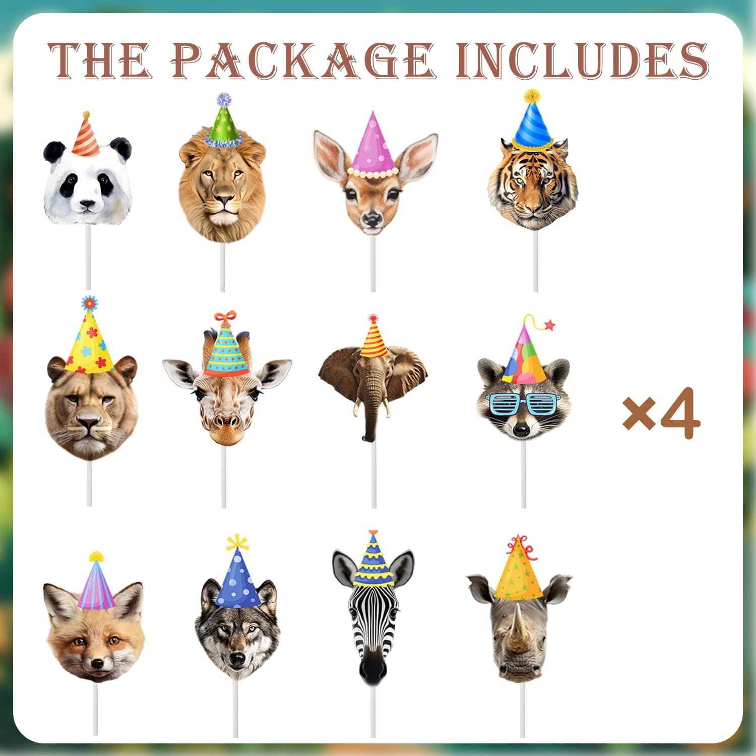Safari Animals Cupcake Toppers 24Pcs Jungle Decorations