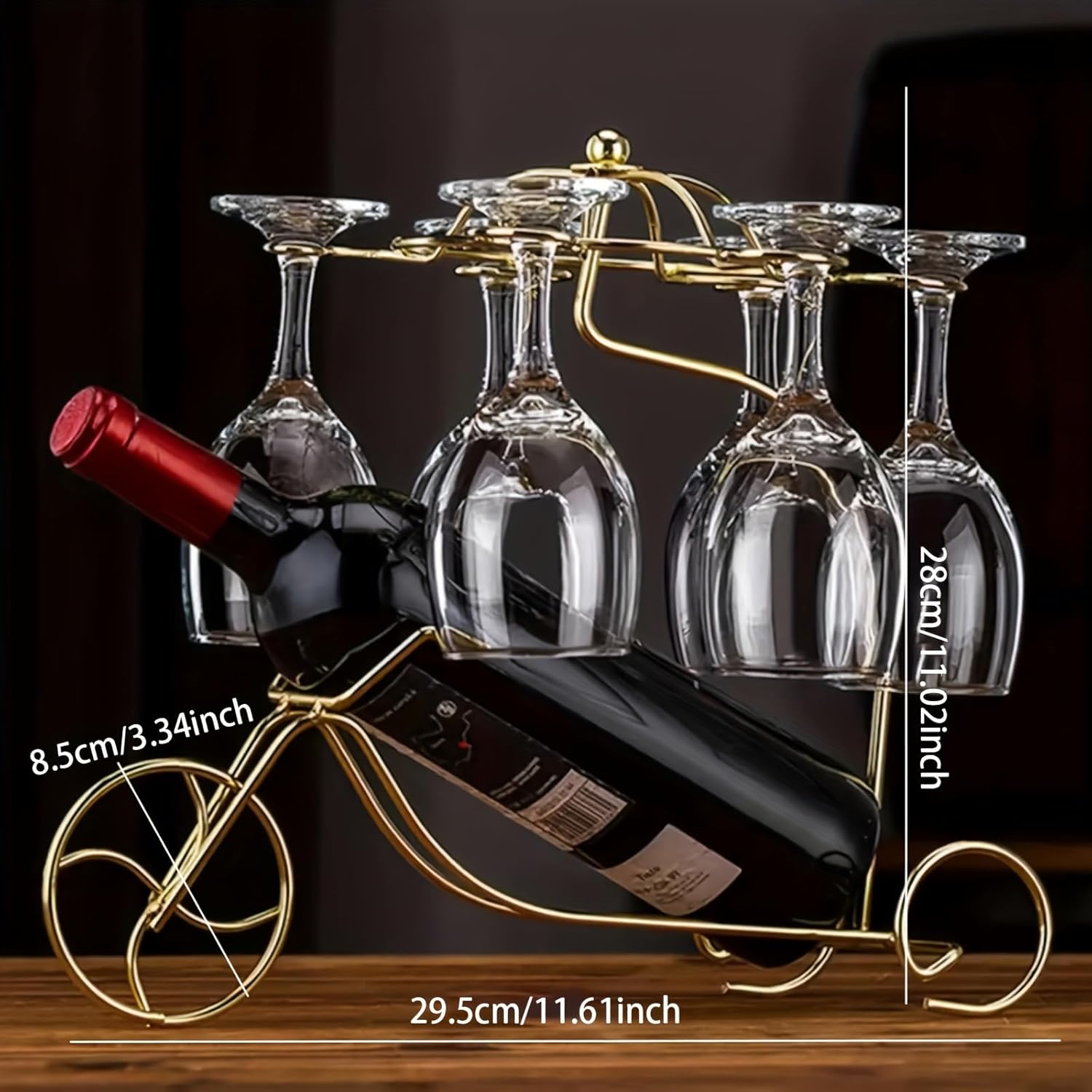 Golden Metal Wine Rack with Bicycle Design 1