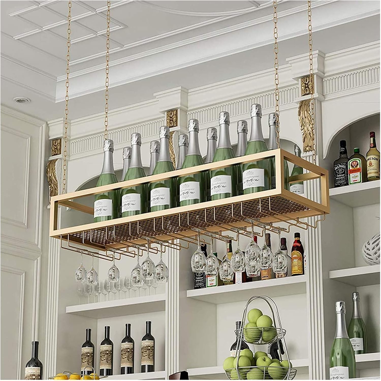 ALDEPO Wall-Mounted Wine Rack Gold 60x25cm