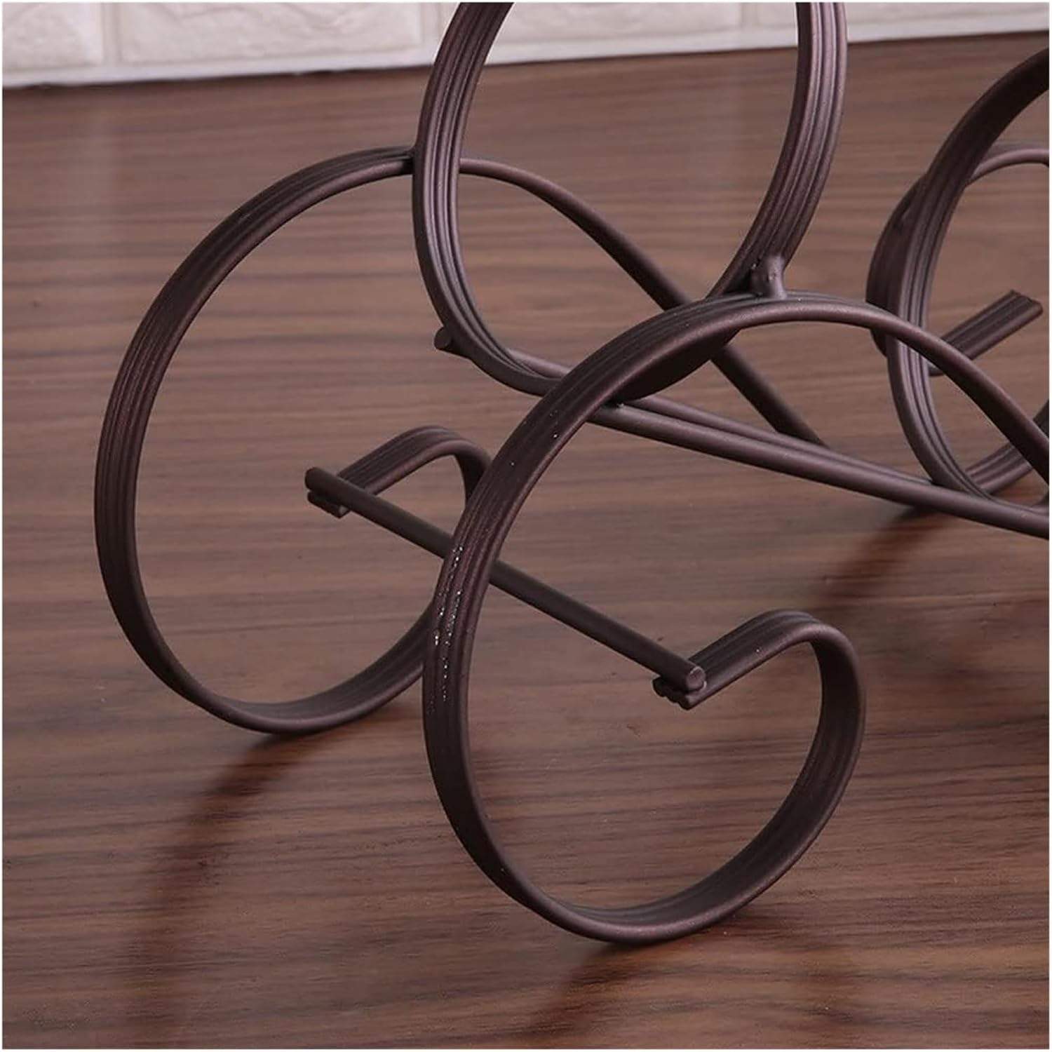 Freestanding S-Shaped Wine Rack with Wrought Iron Design