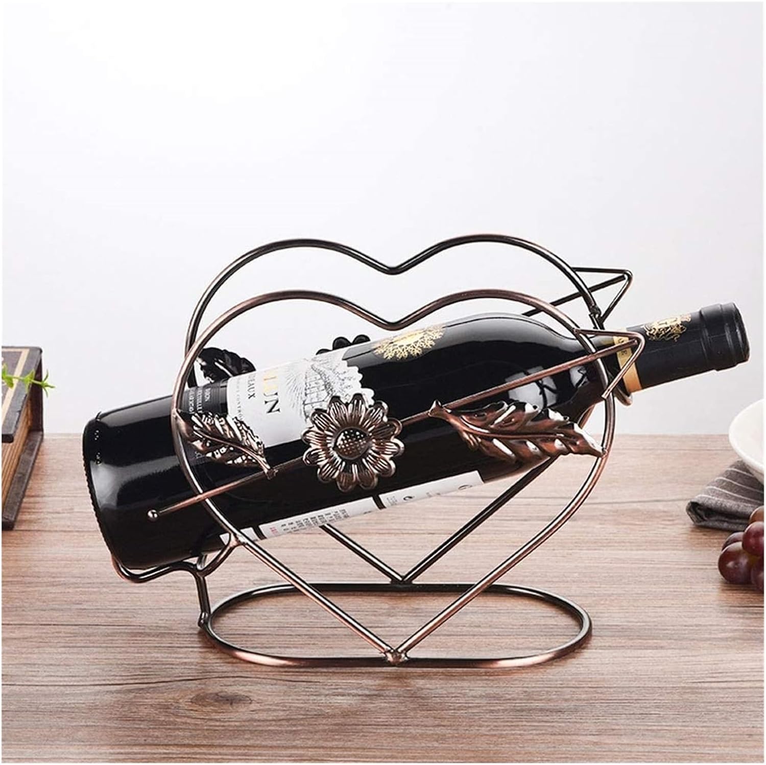 Freestanding Wine Rack in Heart Shape with Bronze Finish