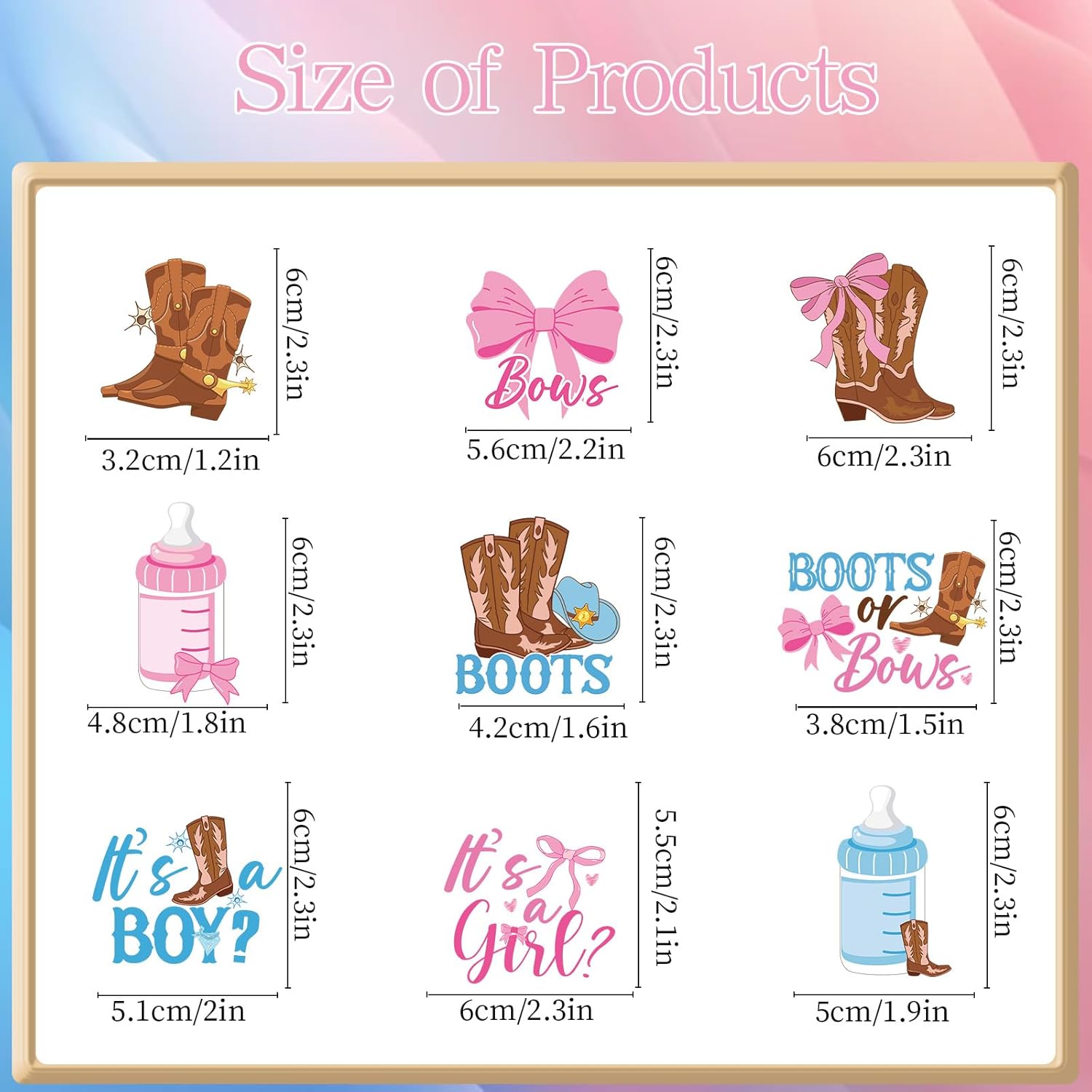 InIsaJace 36PCS Boots or Bows Cupcake Toppers