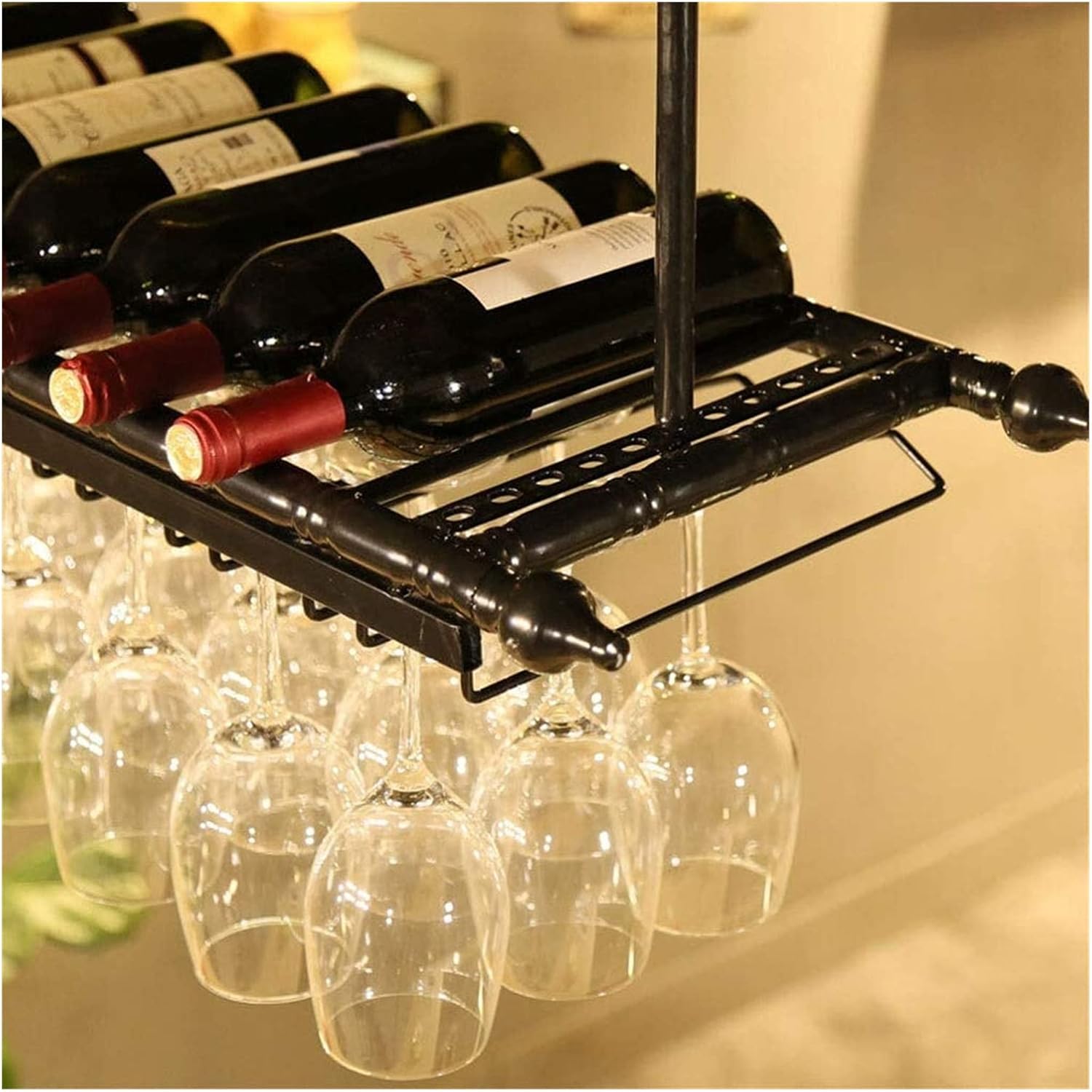 ALDEPO Wine Glass Holder Freestanding Folding Wooden Rack
