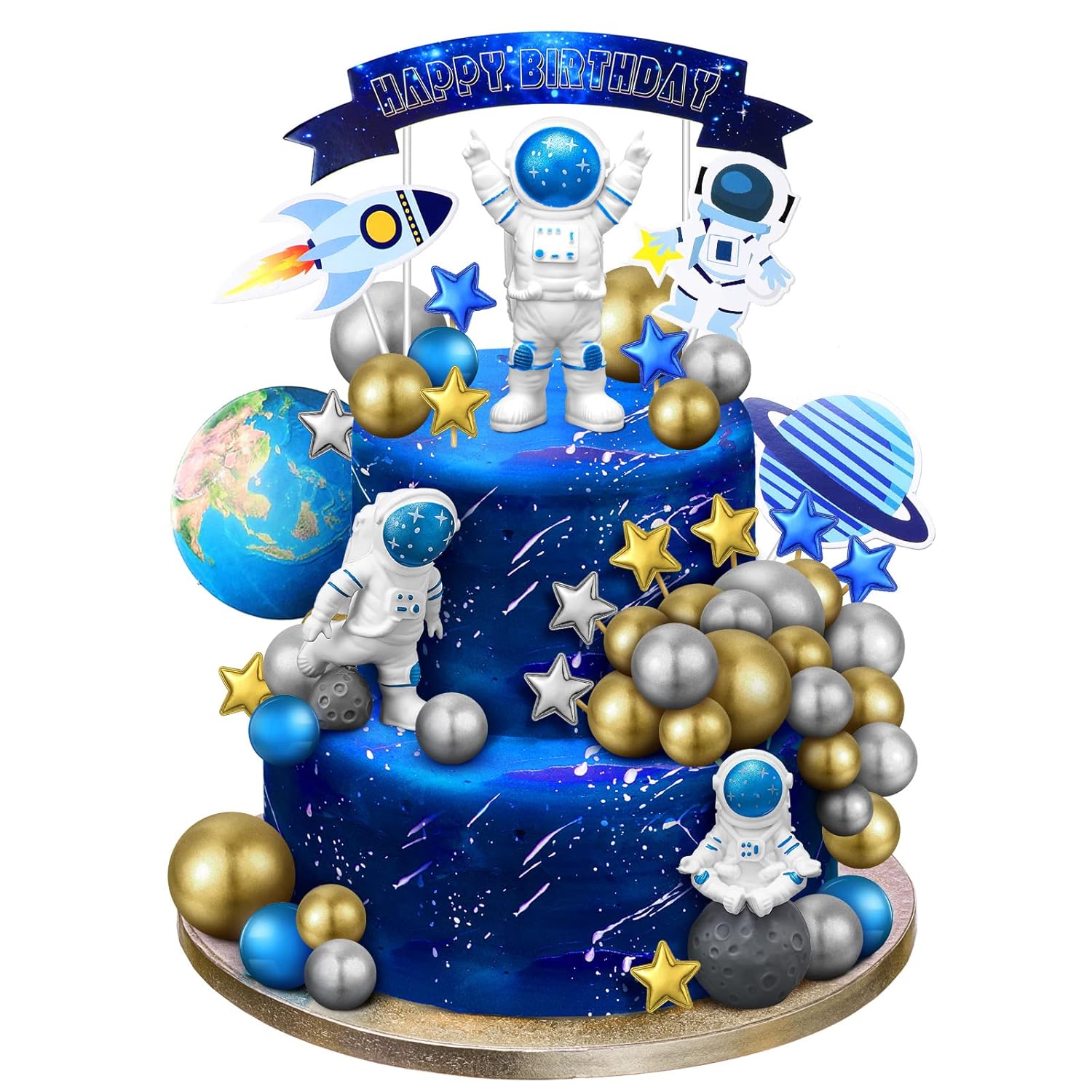 Epakh 24 Pcs Space Cake Toppers for Birthday Parties