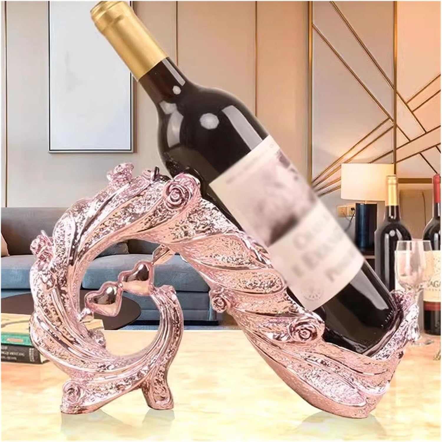 SONGCHAO Gold Peacock Wine Bottle Holder