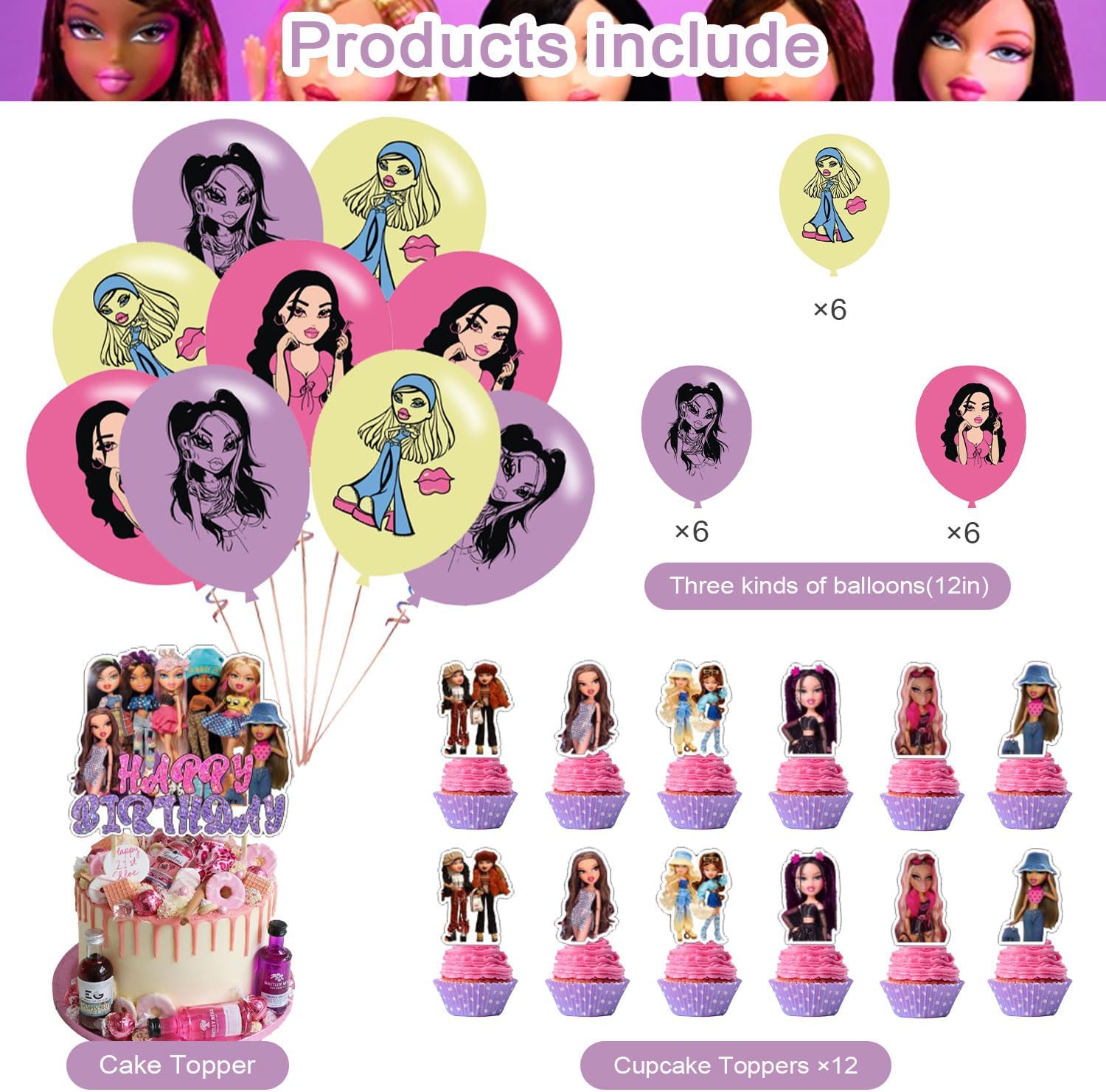Brat Girl Party Decorations Set with Banner and Balloons