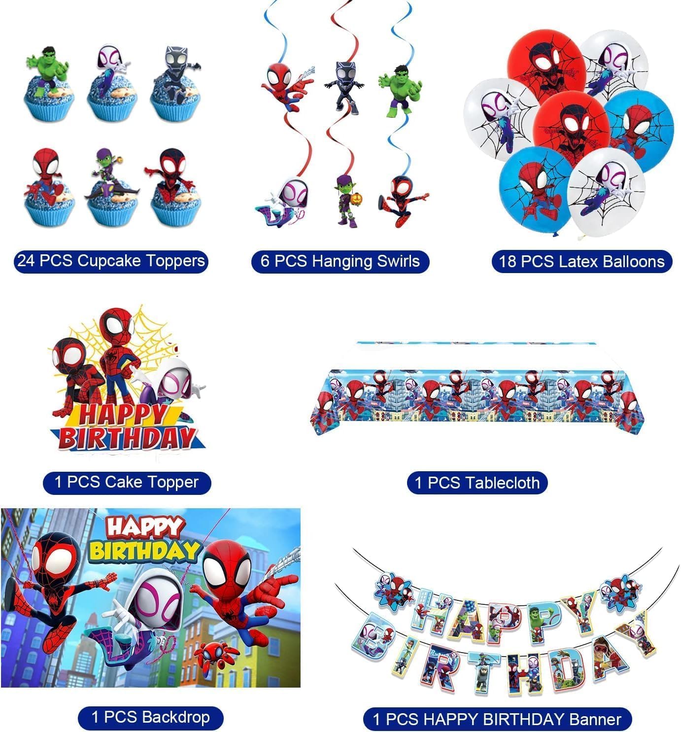 Spidey Themed Birthday Decorations Kit
