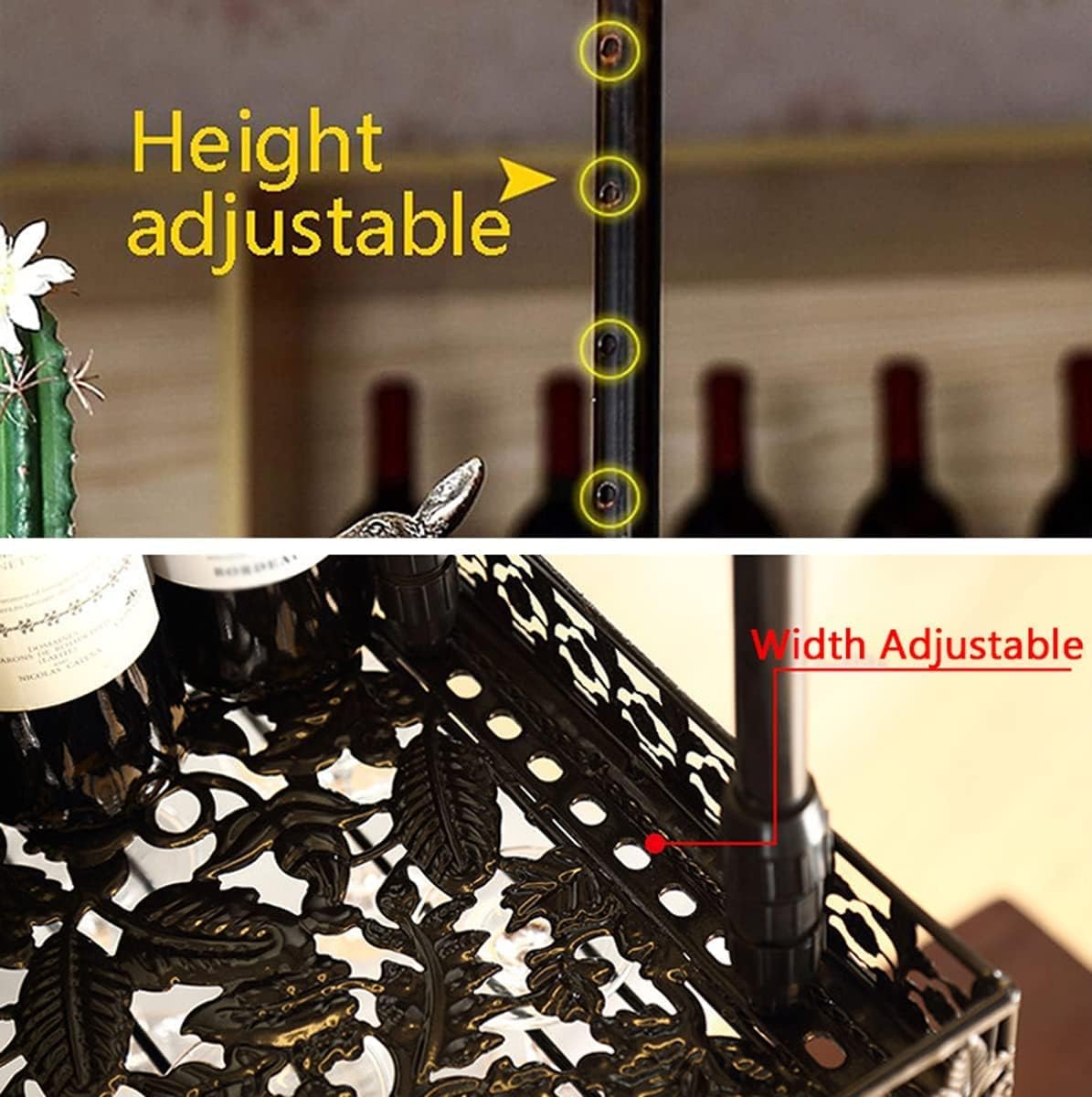Adjustable Metal Wine Rack Wall Mount Holder