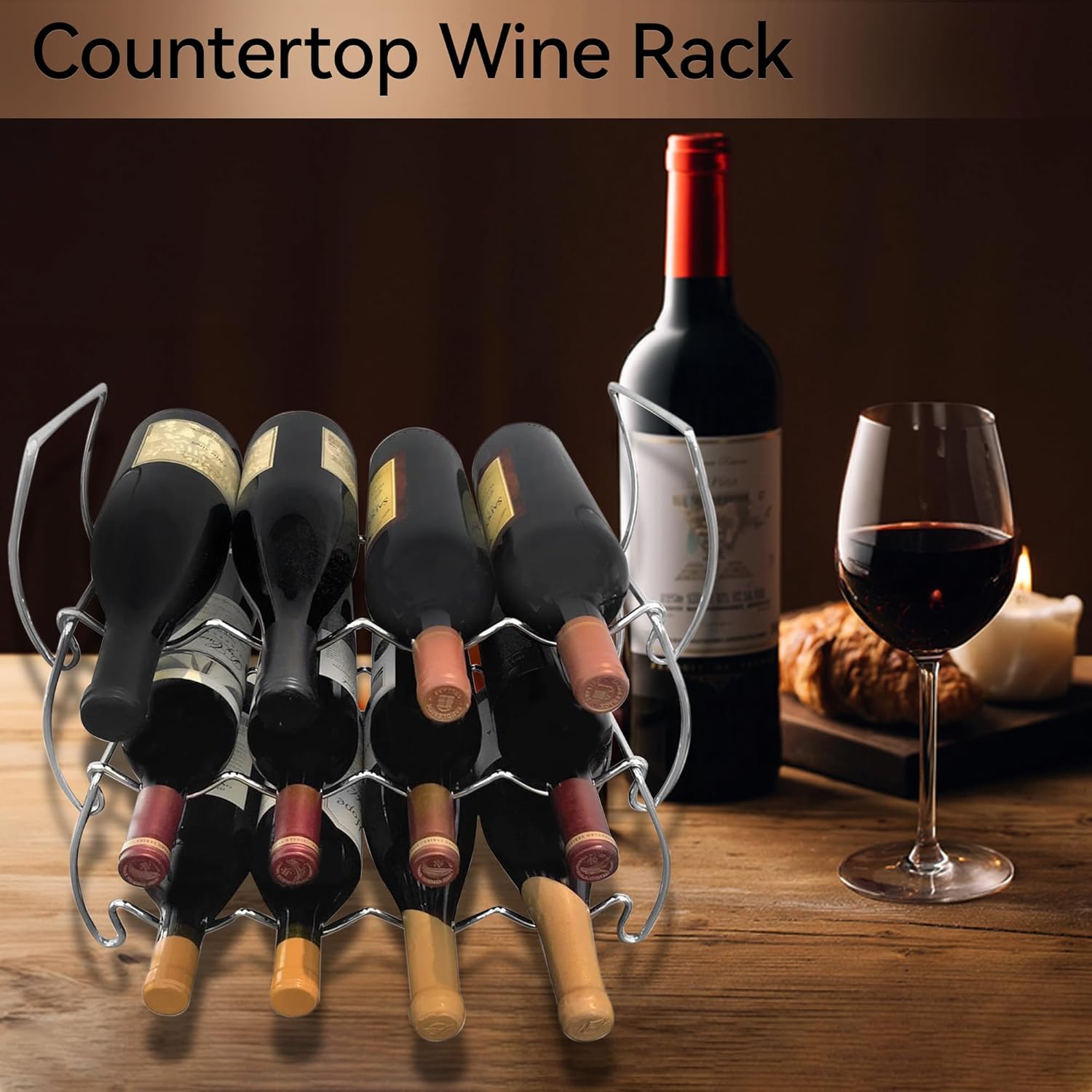 Lilys Home 12 Bottle Wine Rack Set of 2 - Modern Farmhouse Industrial Style