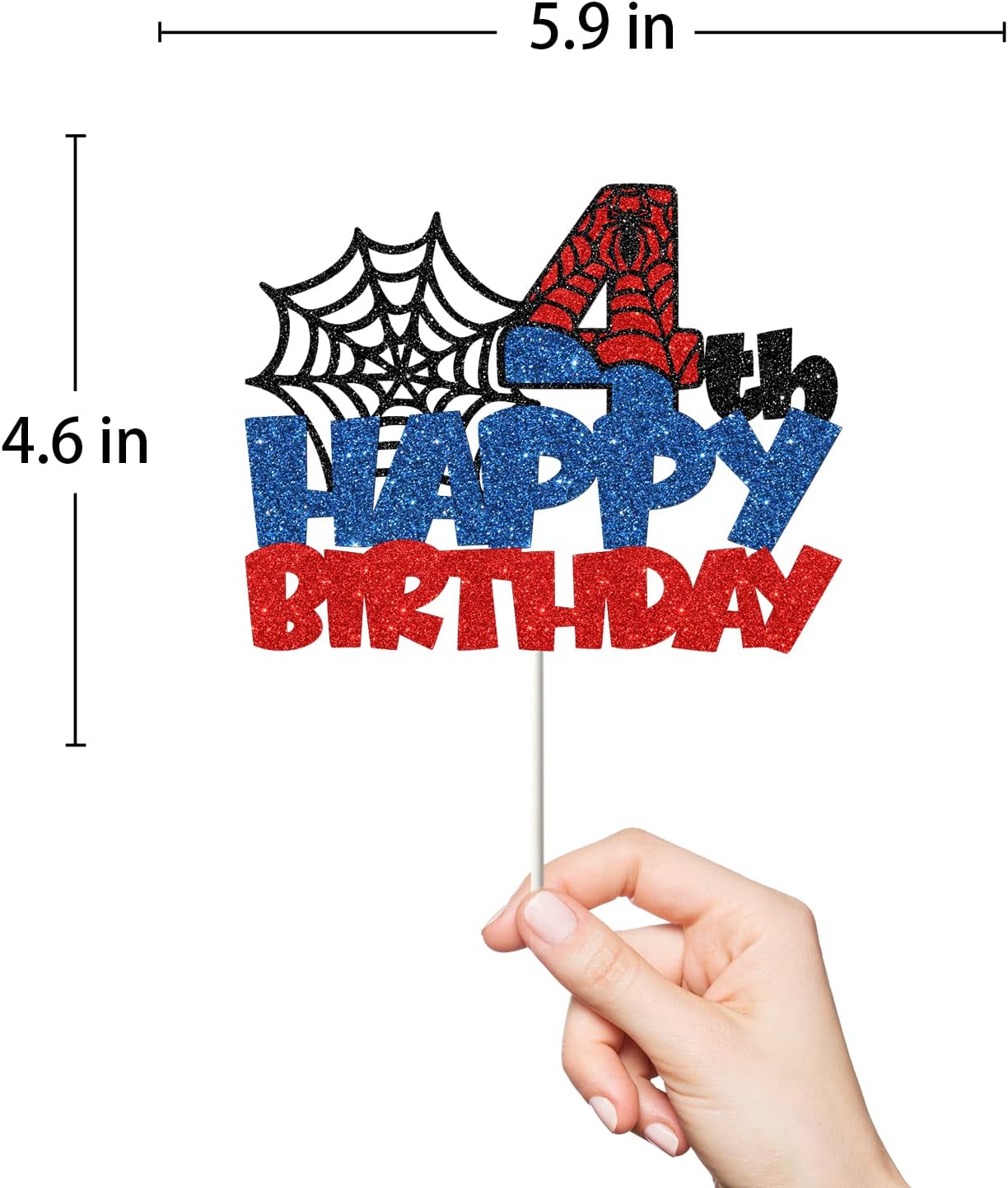 Ambishi Happy 4th Birthday Cake Topper Spider Cartoon Movie Themed