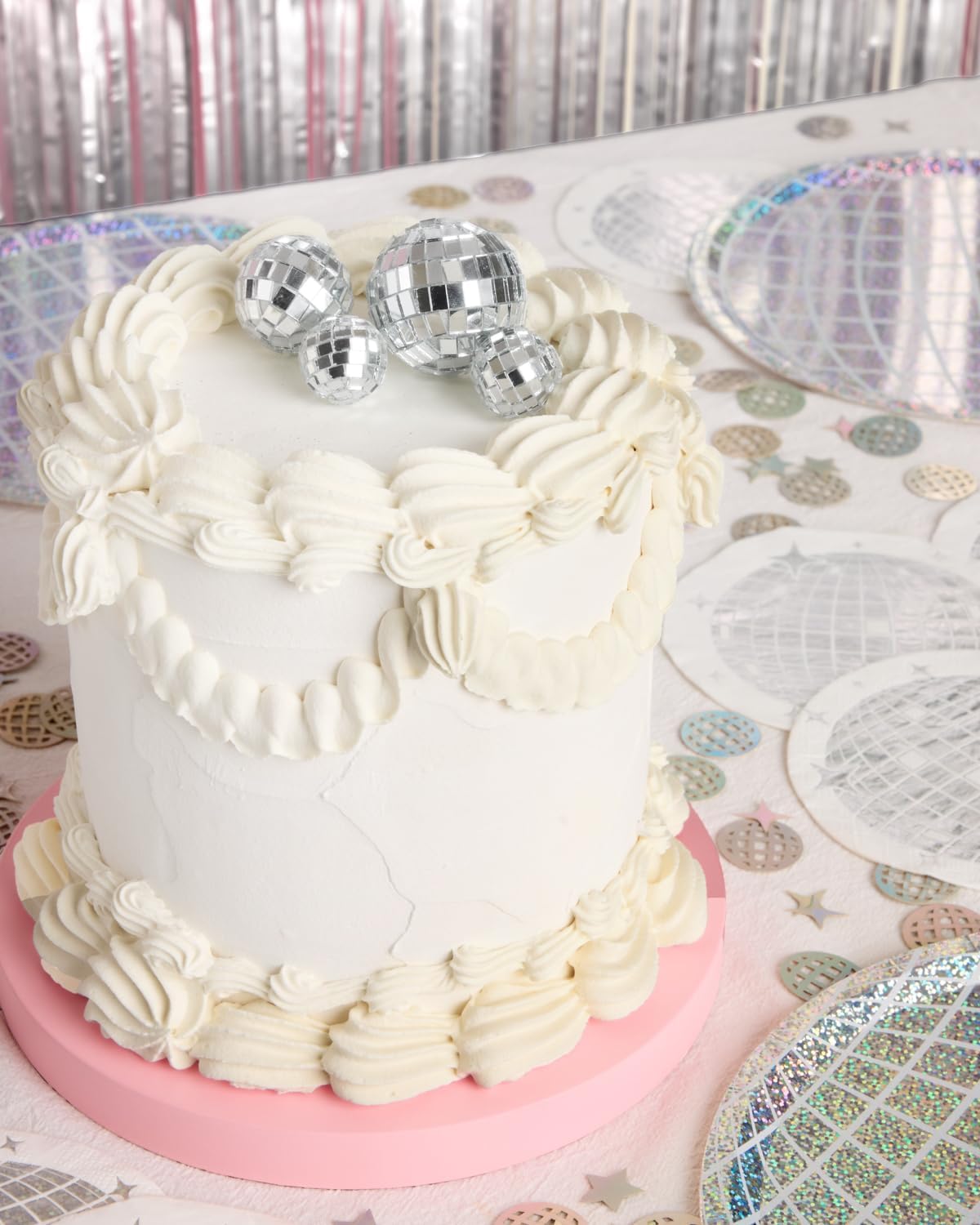 XO Fetti Disco Ball Mini Cake Topper - 4 Pieces