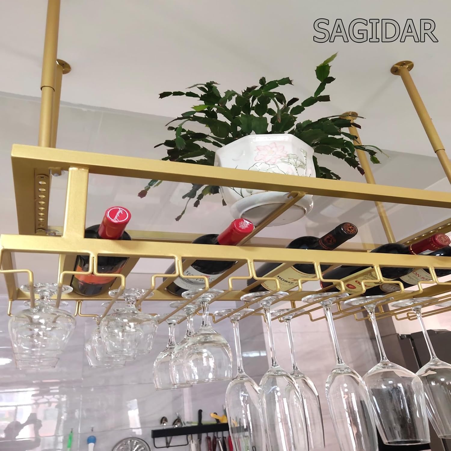 SAGIDAR Adjustable Ceiling Wine Rack