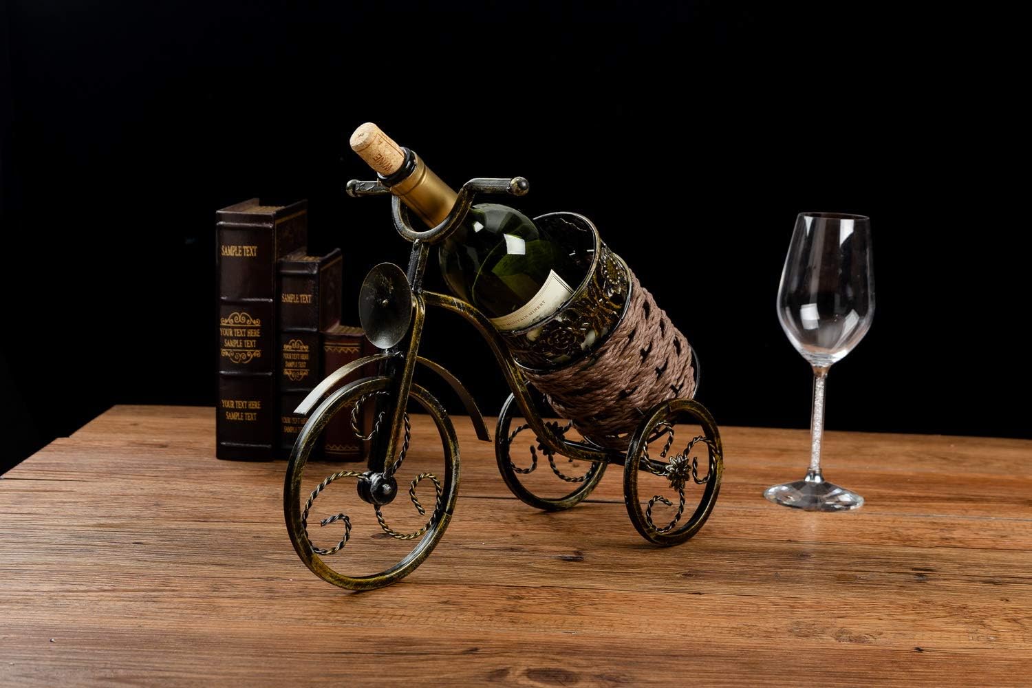 Bicycle Wine Rack Gold Colored Sturdy Metal