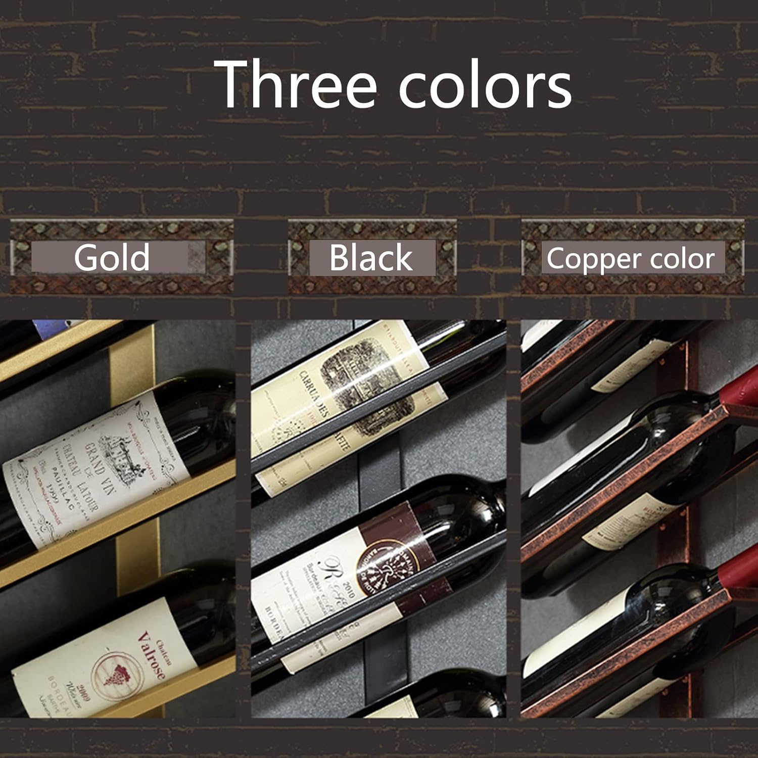 DFSY Wall-Mounted Wine Rack 6 Bottles Gold 1