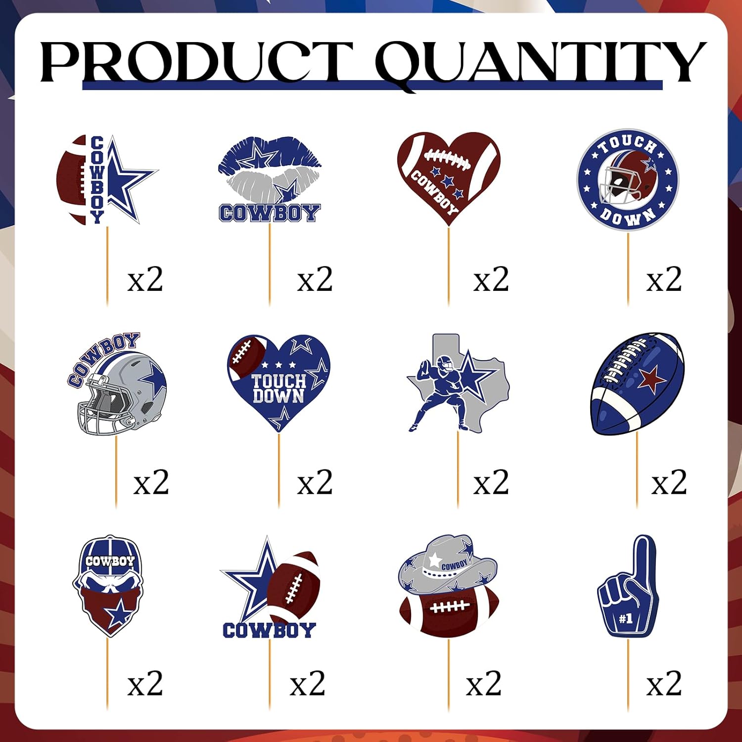 Cowboy Football Cupcake Topper Set 24 Pcs