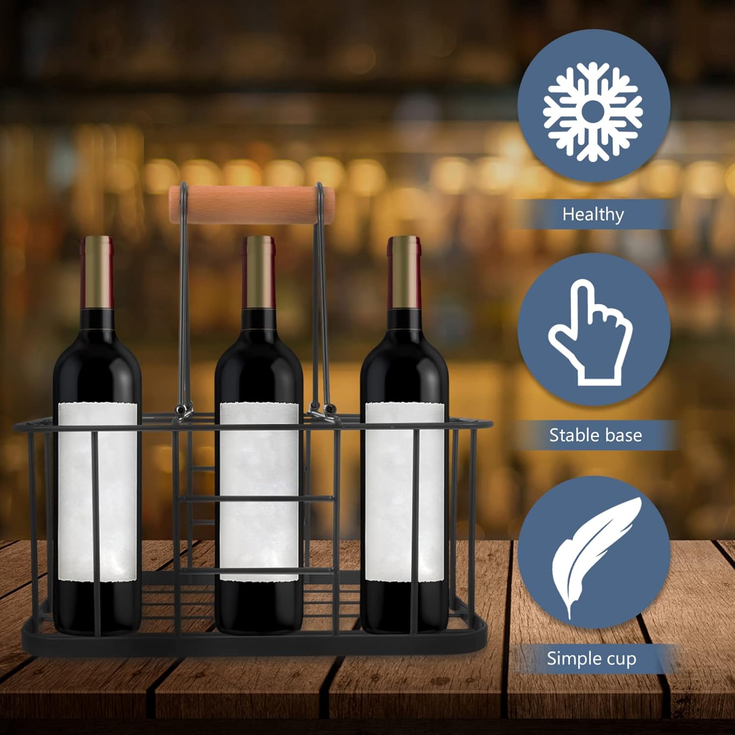 Zerodeko 6-Bottle Wine Holder with Stable Base