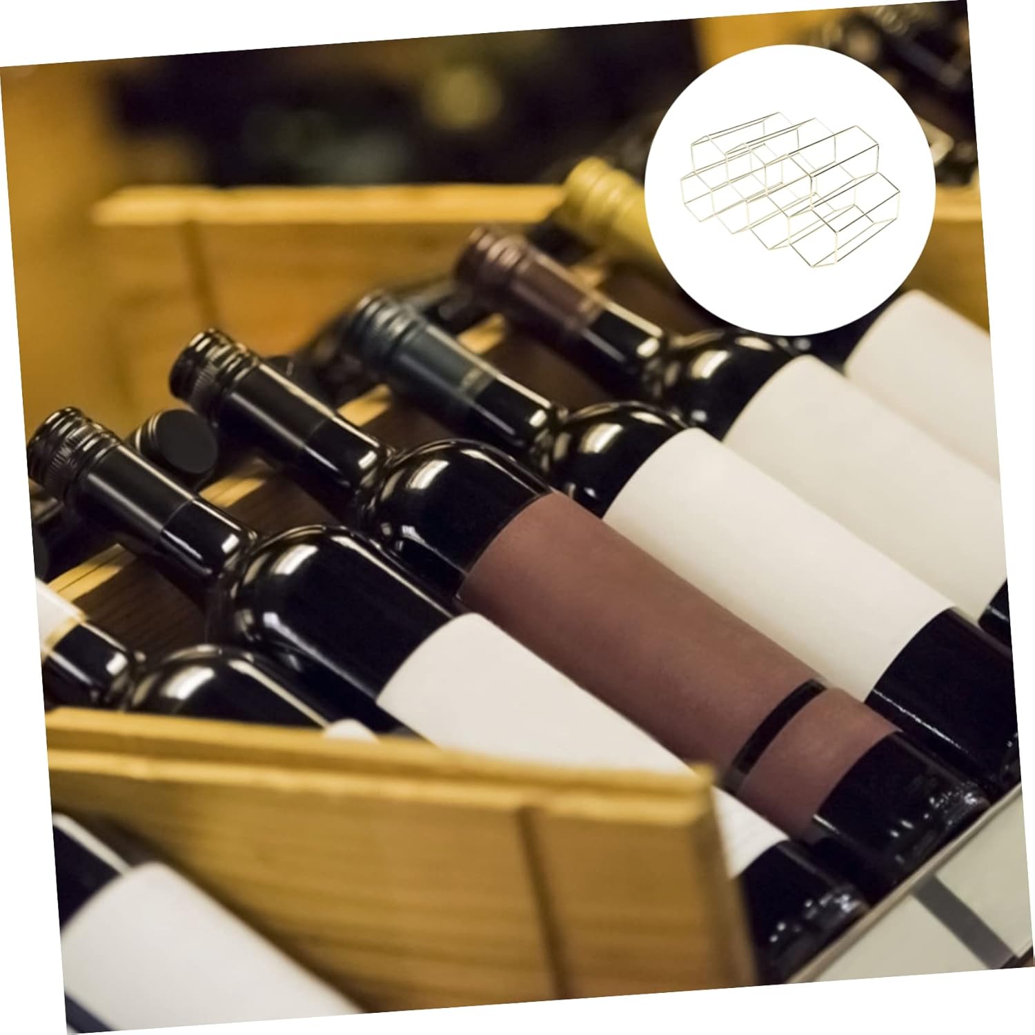 Mikinona Double Layer Freestanding Wine Rack with Gold Finish