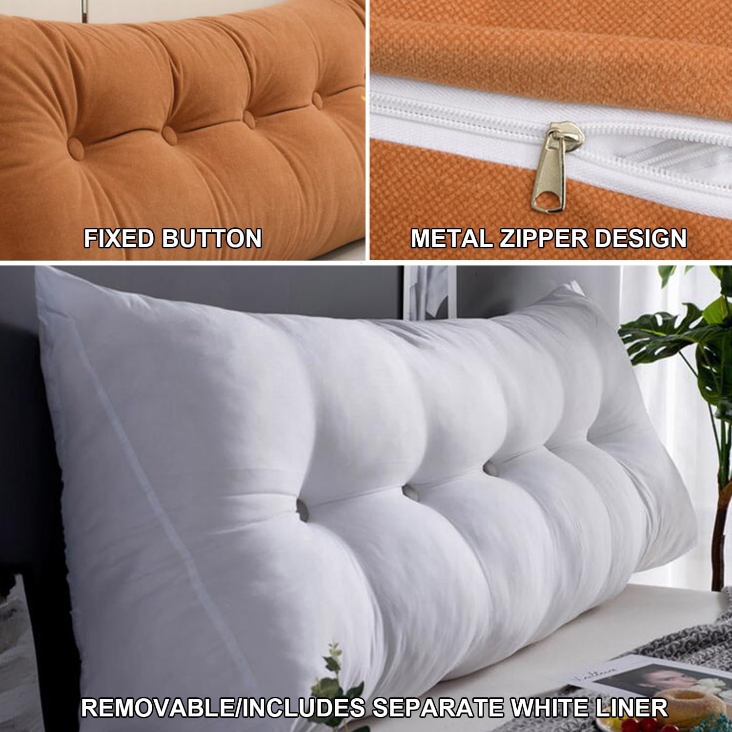 ZZYK Full Reading Pillows with Removable Cover Orange 50cm196 inches