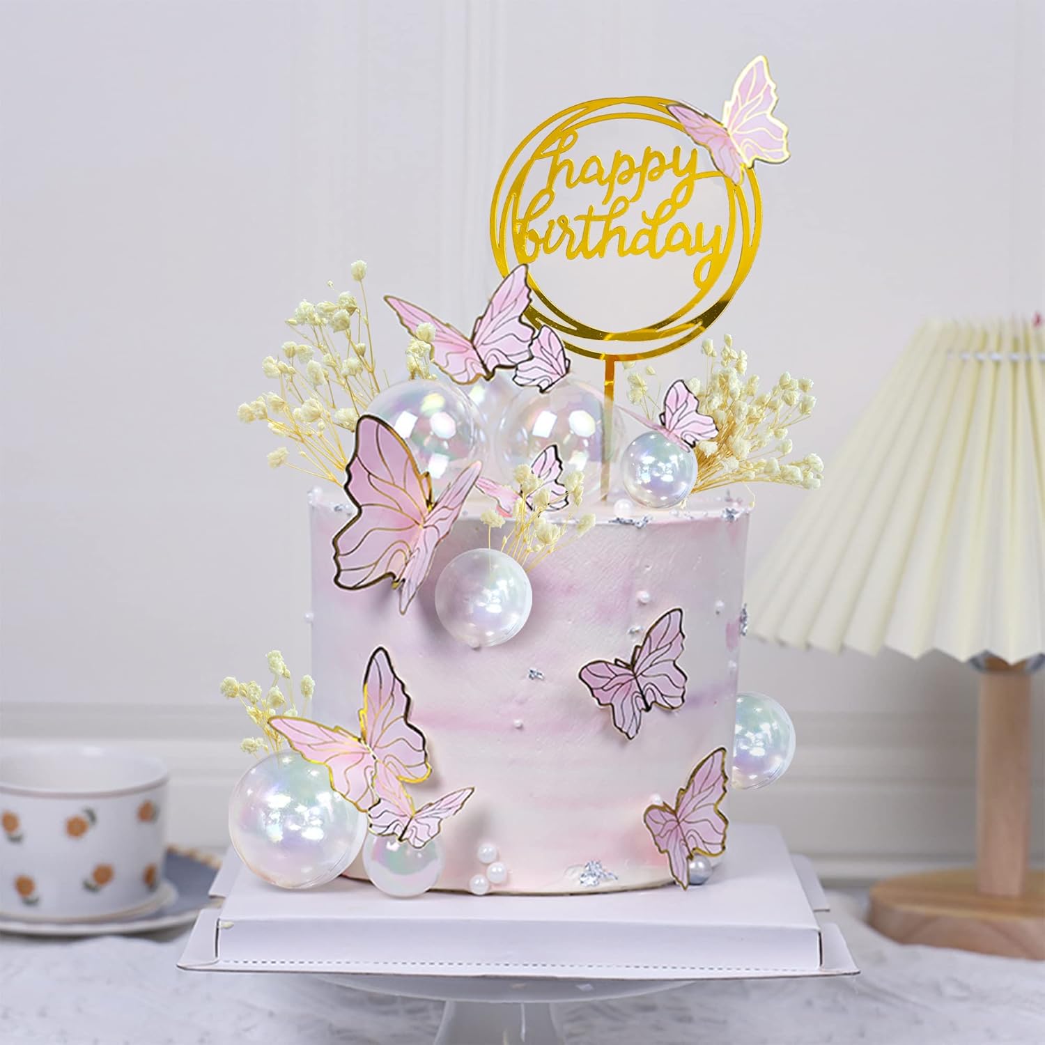 30 PCS Clear Bubble Ball Cake Toppers DIY Set