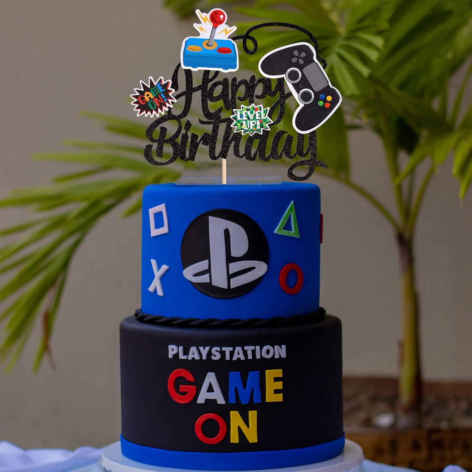 ZHUOWEISM Video Game Cake Topper Glitter GamePad Birthday Decoration