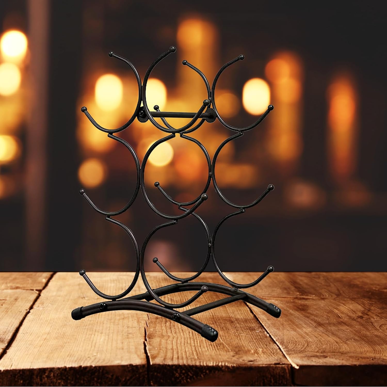 Tabletop Wine Rack - 6 Bottle Capacity Iron Storage