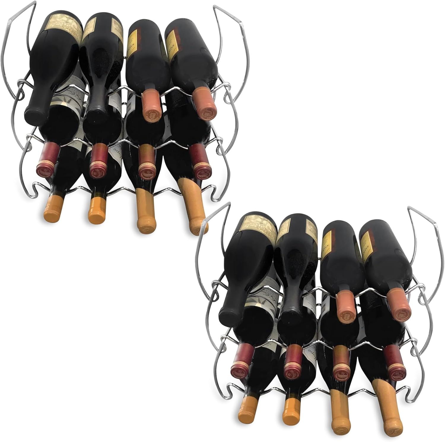Lilys Home 12 Bottle Wine Rack Set of 2 - Modern Farmhouse Industrial Style