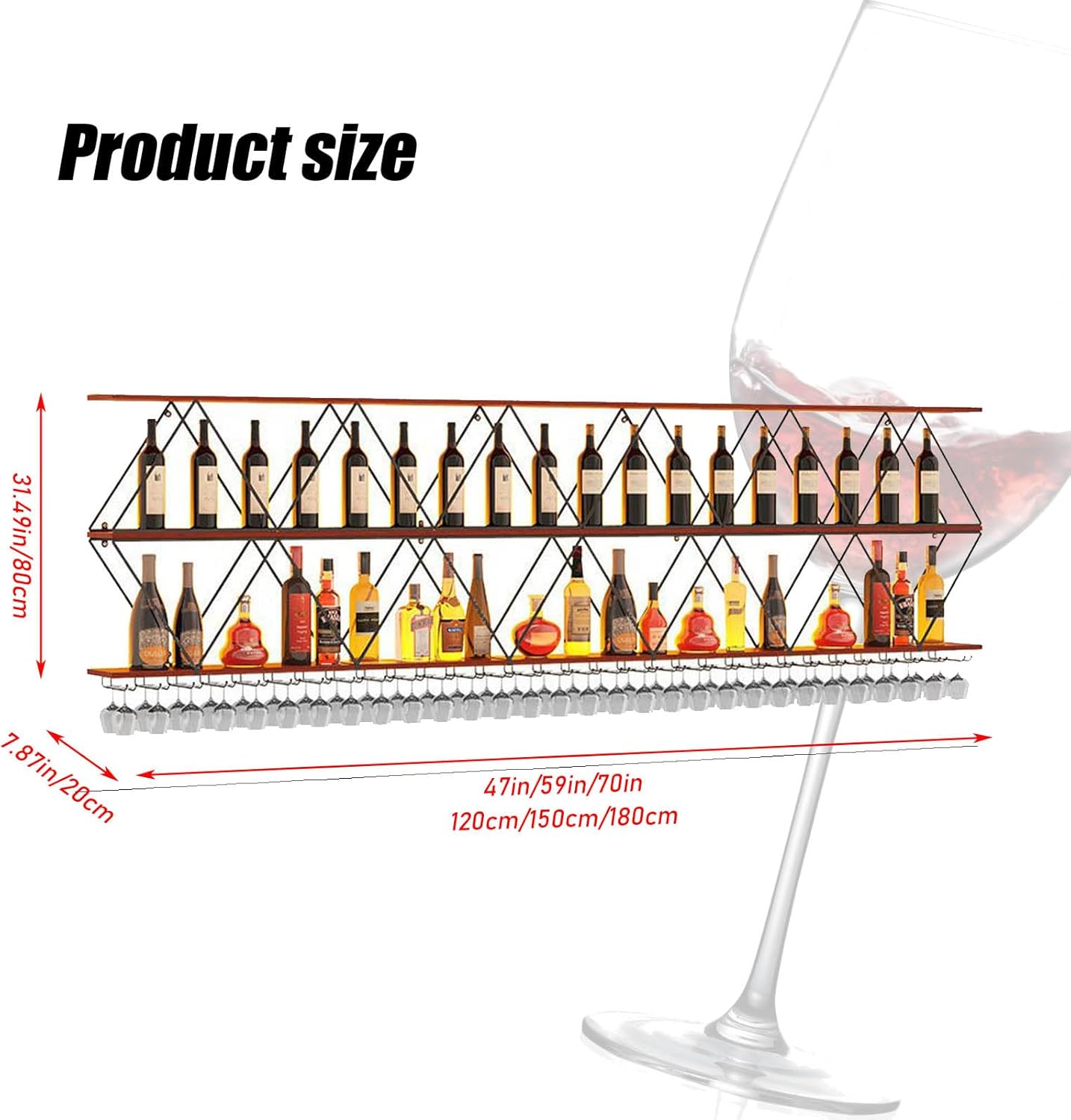 RAJYQODIS 59in Wall Mounted Wine Rack 3 Tier DIY