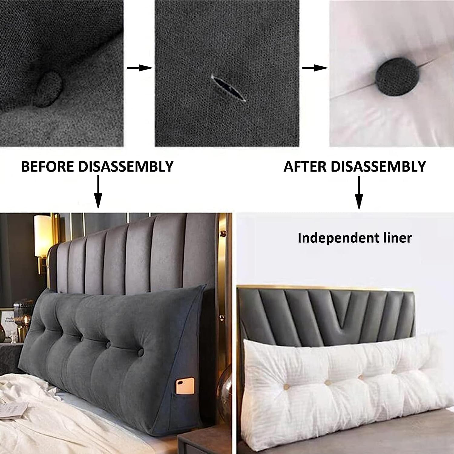 COZMAX Triangular Headboard Pillow with Removable Cover