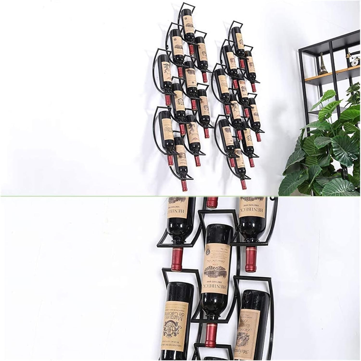 ALDEPO Wall Mounted Wine Rack 10 Bottles Bronze Black
