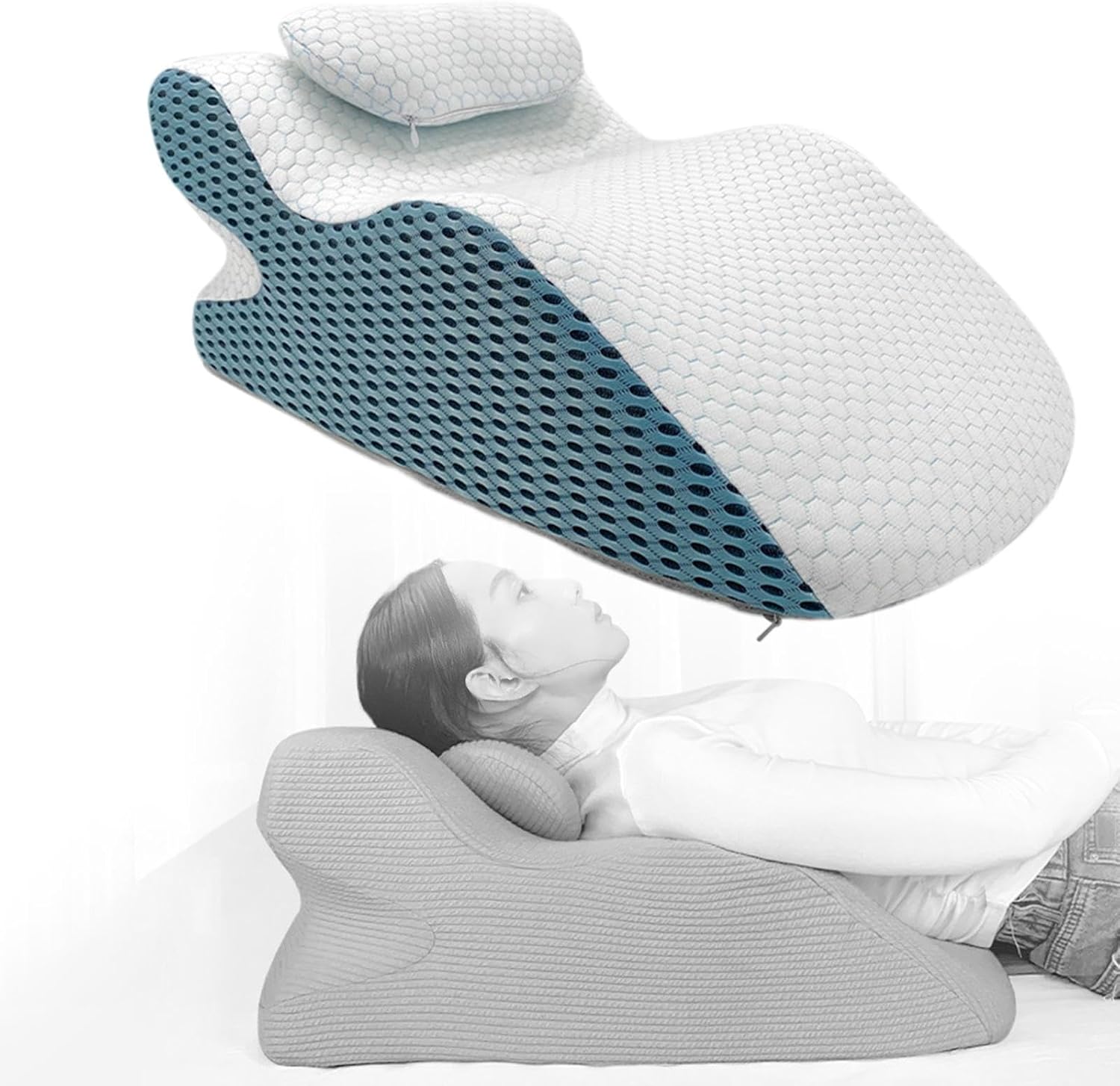 Face Down Pillow with Neck Support for Sleeping and Movies