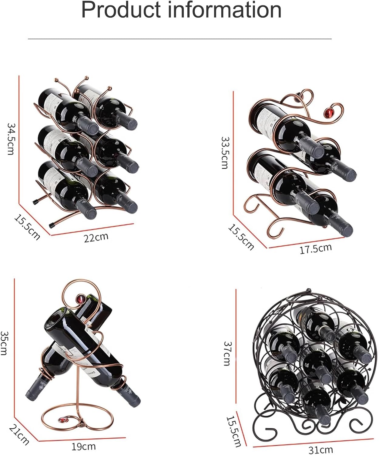 Coemepa Metal Wine Rack 2-7 Bottles Free Standing