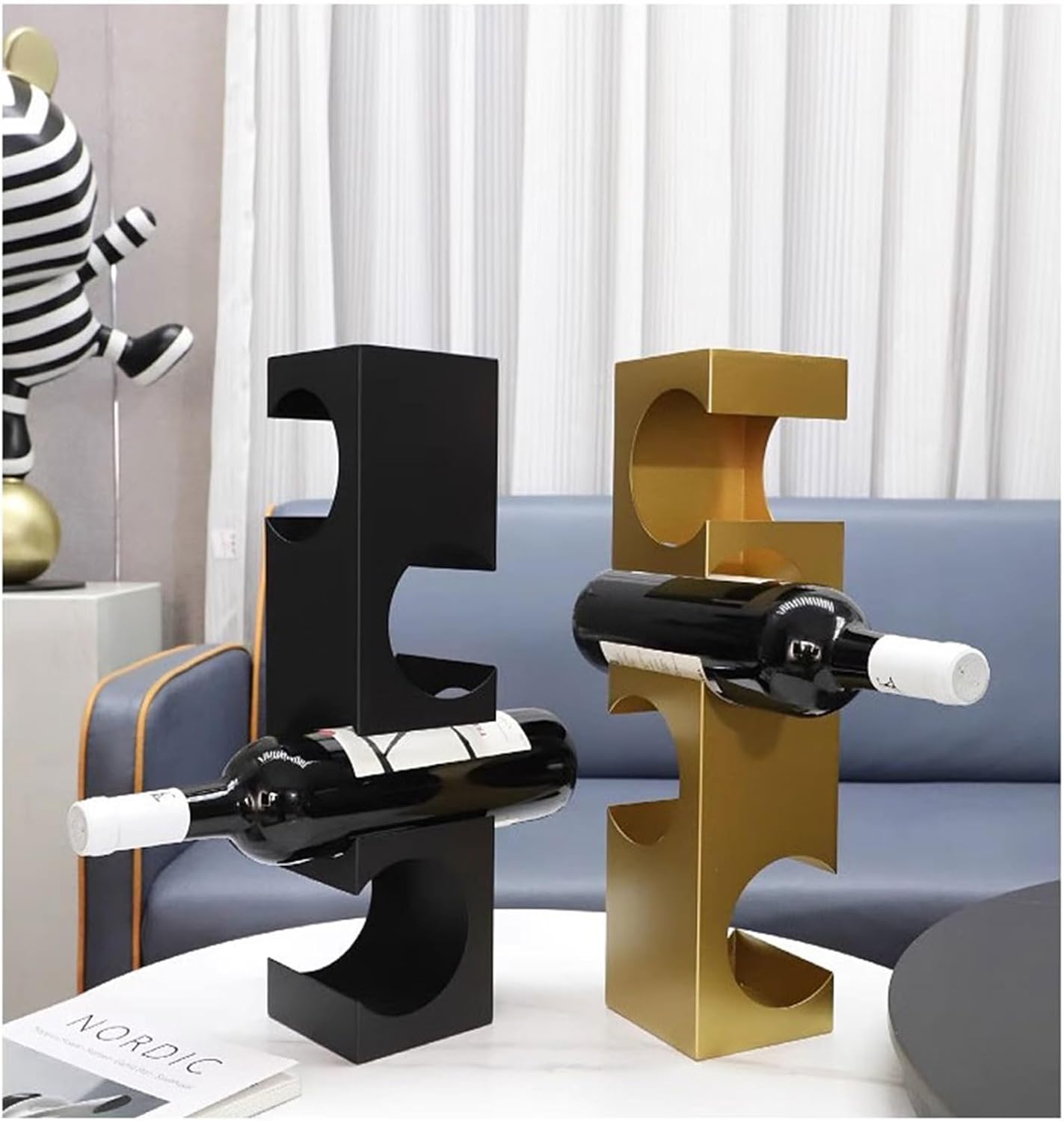 Modern Metal Geometric Wine Rack Gold