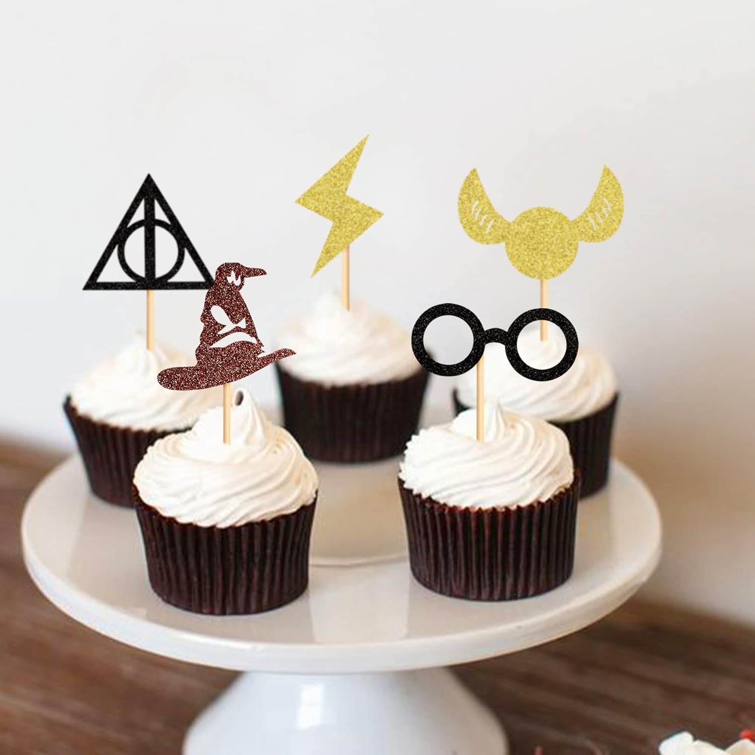 30PCS Glitter Wizard Cupcake Toppers for Birthday Decor