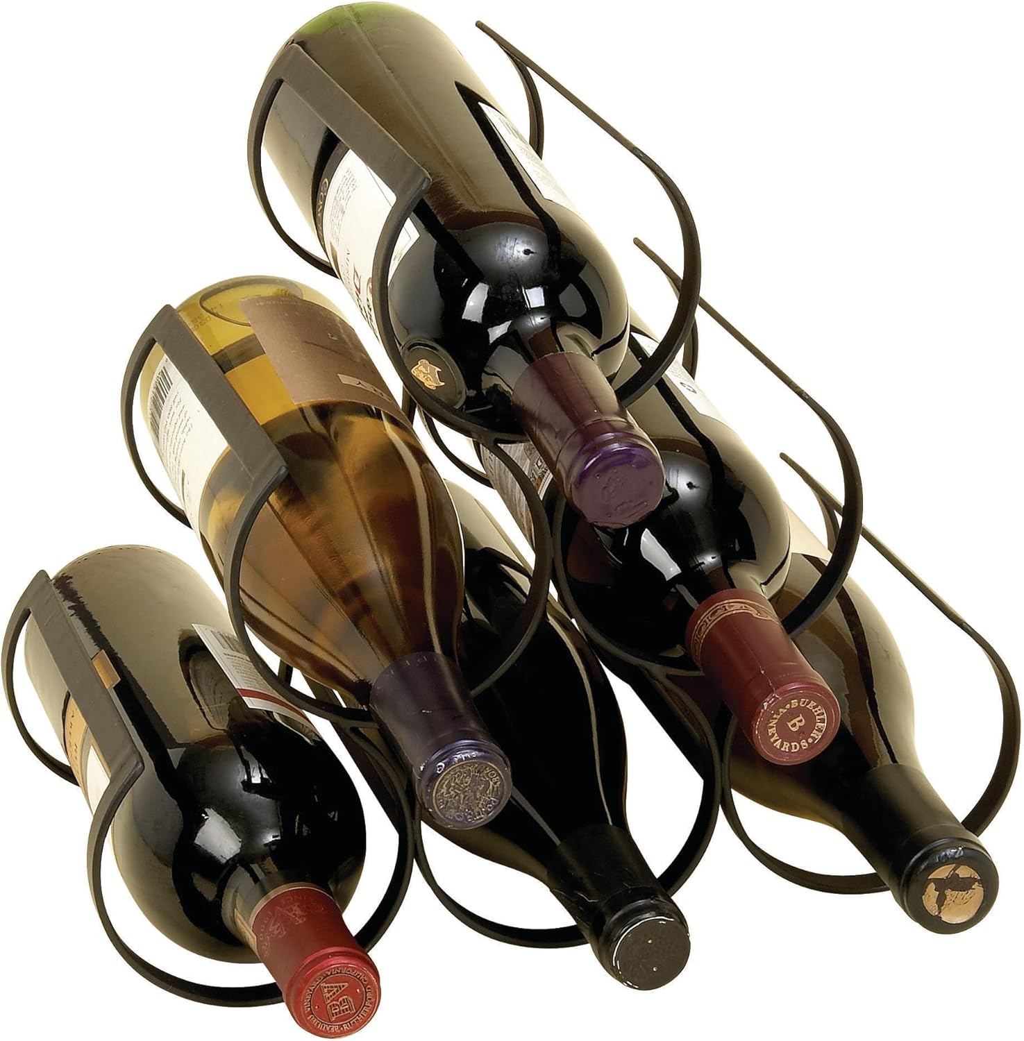 Deco 79 6 Bottle Metal Wine Rack with Curved Holders Black
