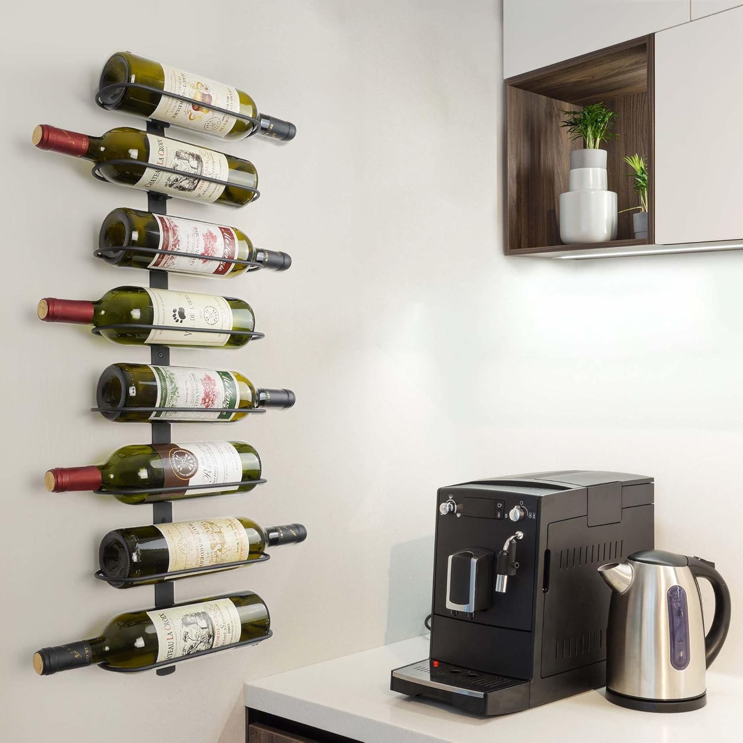 AQAREA Wall-Mounted Wine Rack 8 Bottles SpaceSaver Organizer