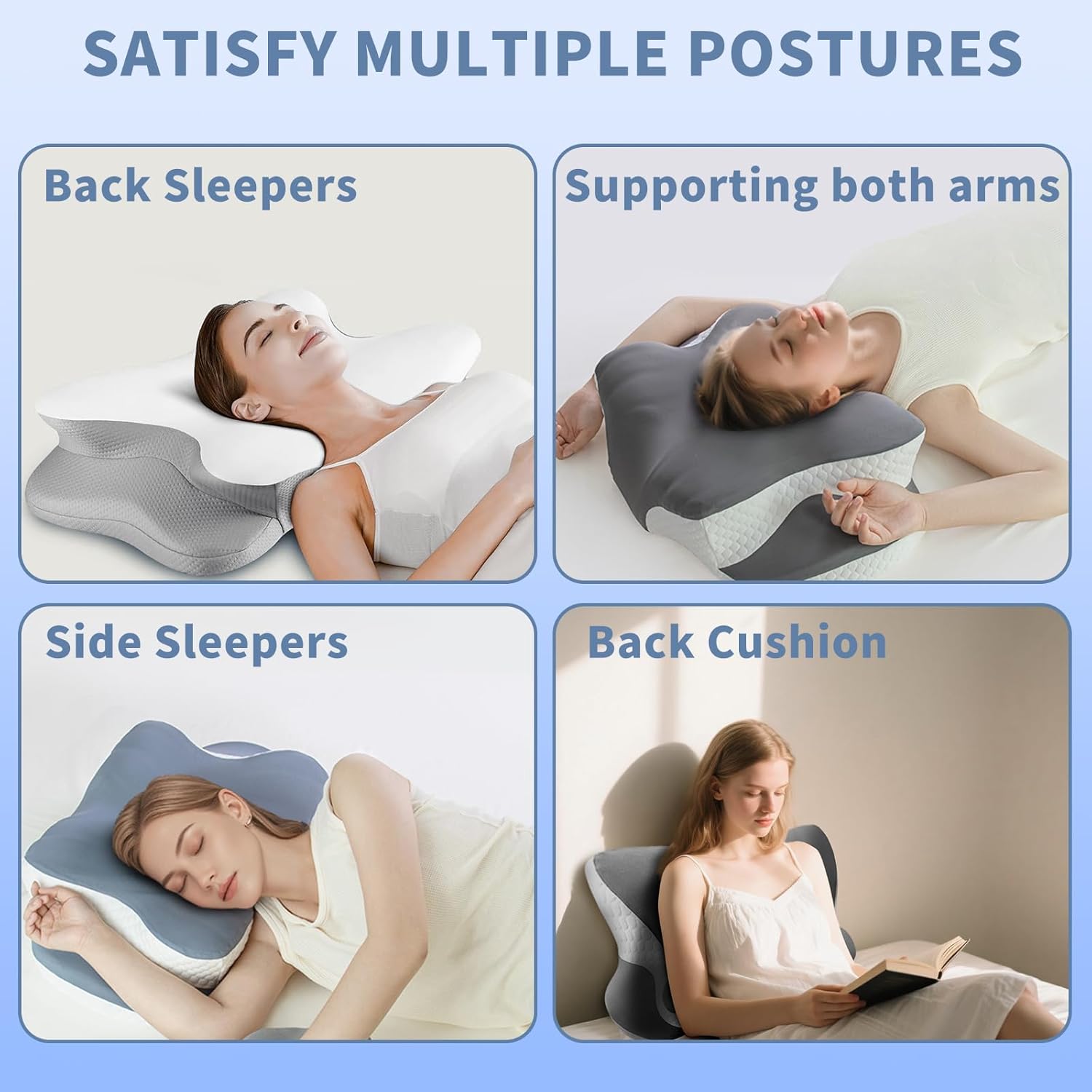 Mckkymi Memory Foam Cervical Pillow - Cooling Side Sleeper with Two Heights