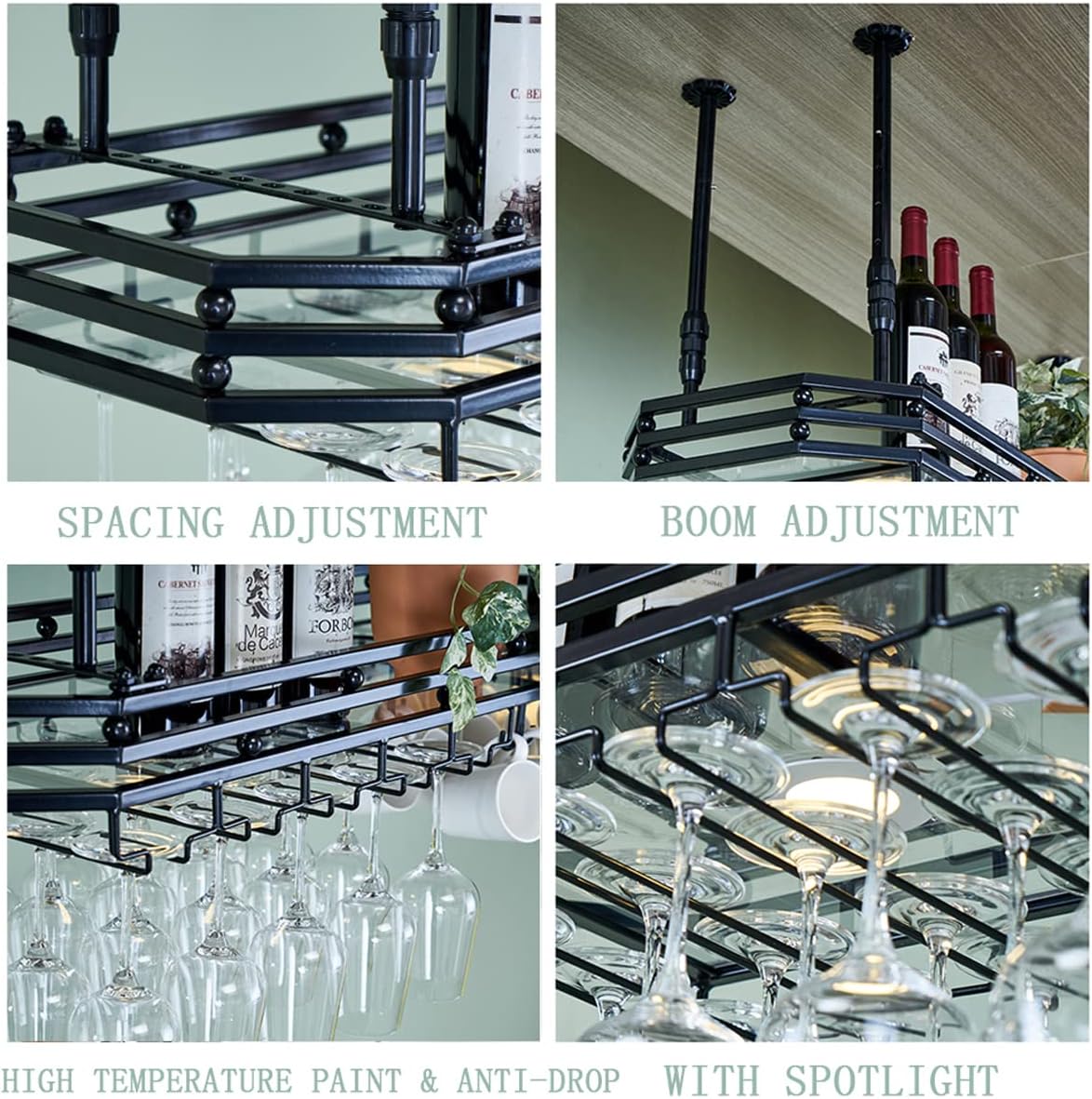 DASHADAO Ceiling Wine Glass Rack Bronze Adjustable 80x35cm