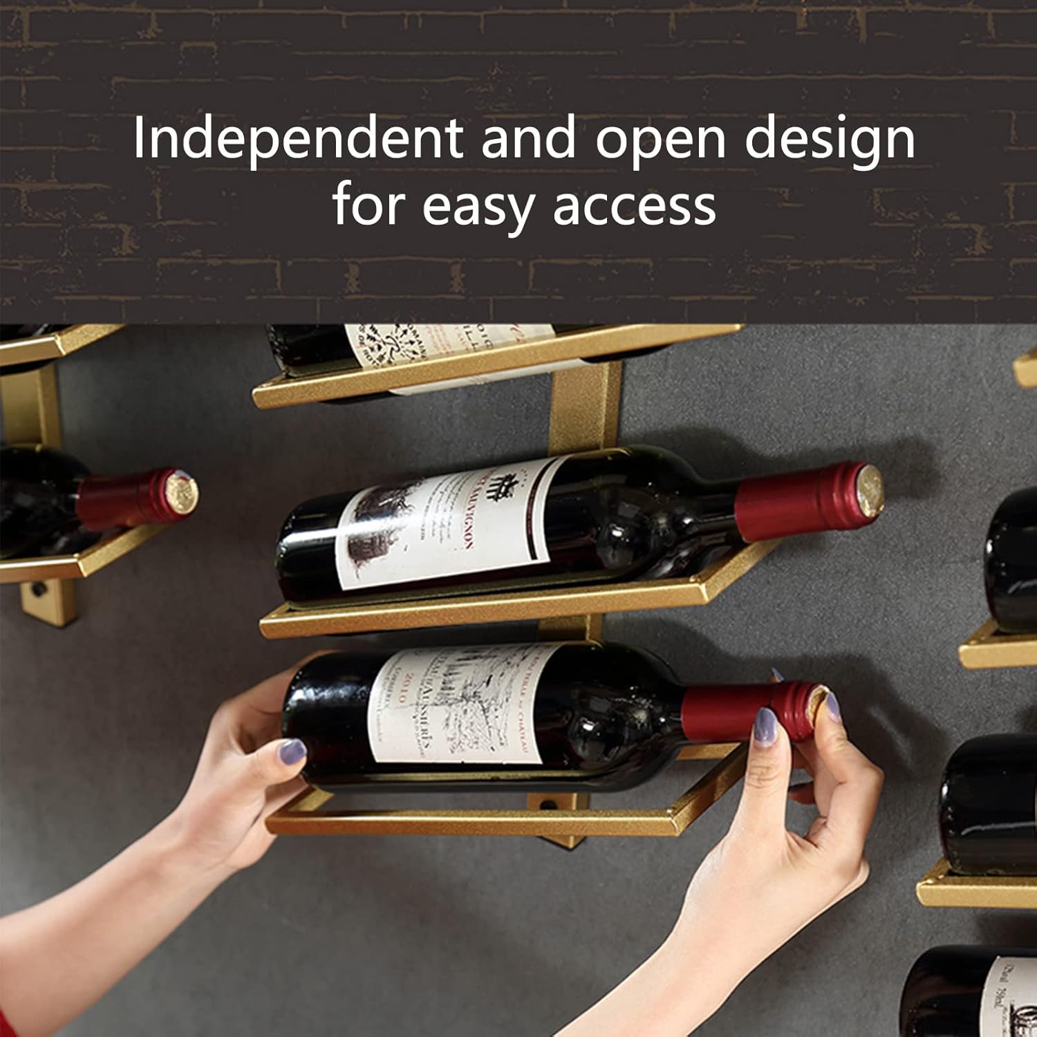 DFSY Wall-Mounted Wine Rack 6 Bottles Gold 1