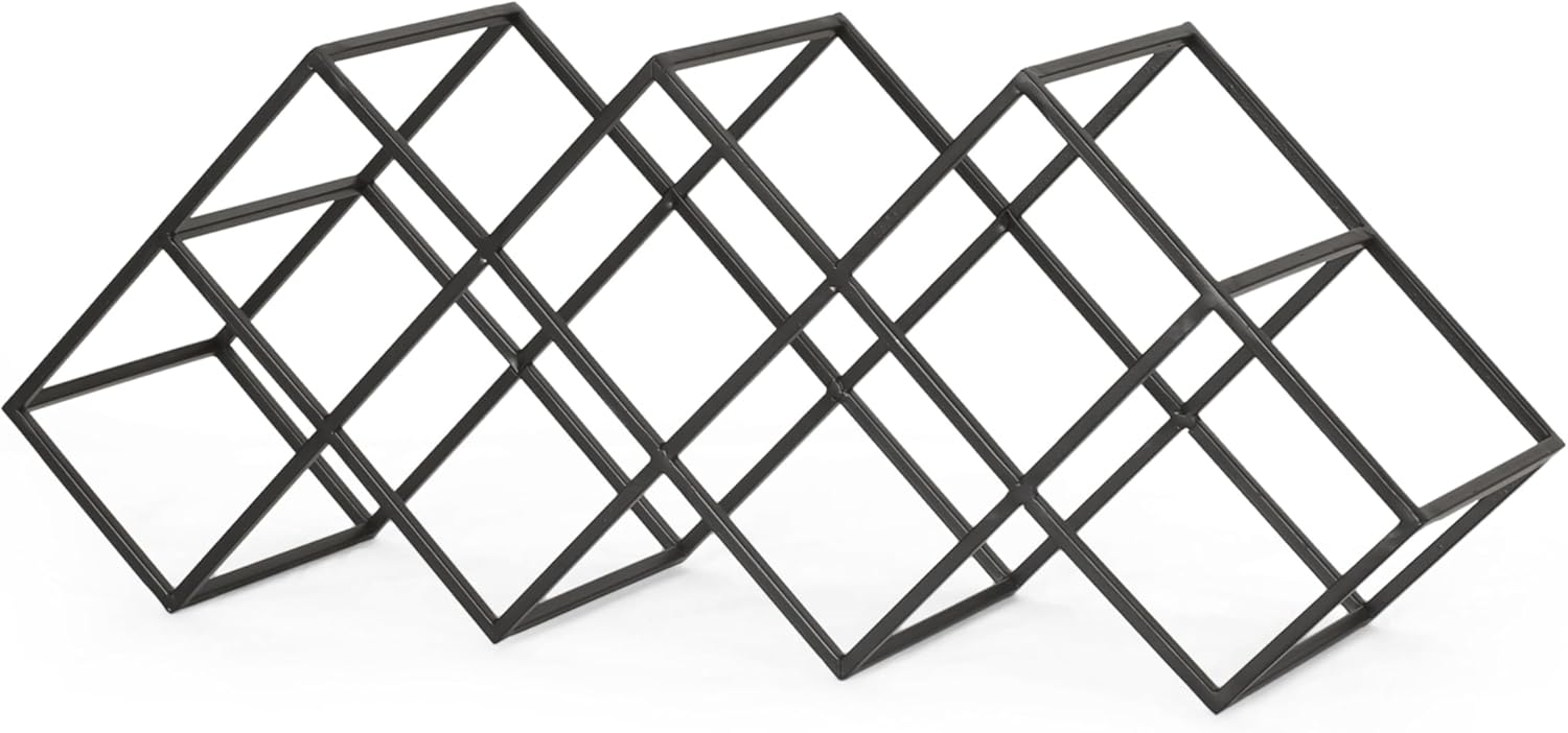 Benjara Wine Rack with Diamond Slots 24-Inch Matte Black