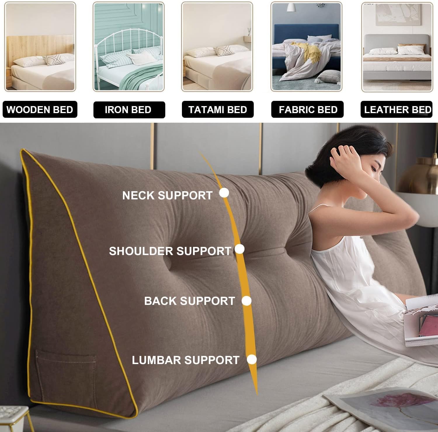 COZMAX Reading Pillow with Detachables and Zipper